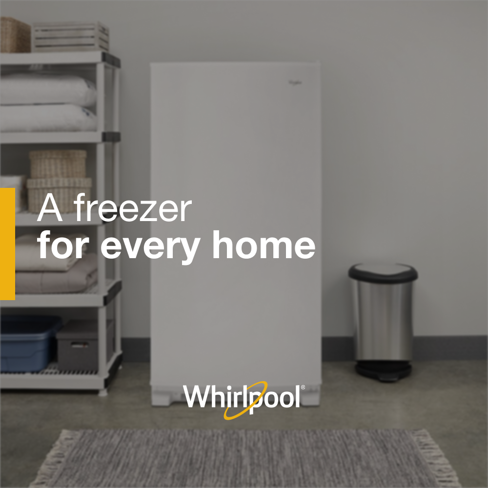 Congelador vertical sin escarcha de 19.65 pies cúbicos de congelación rápida de Whirlpool (blanco)