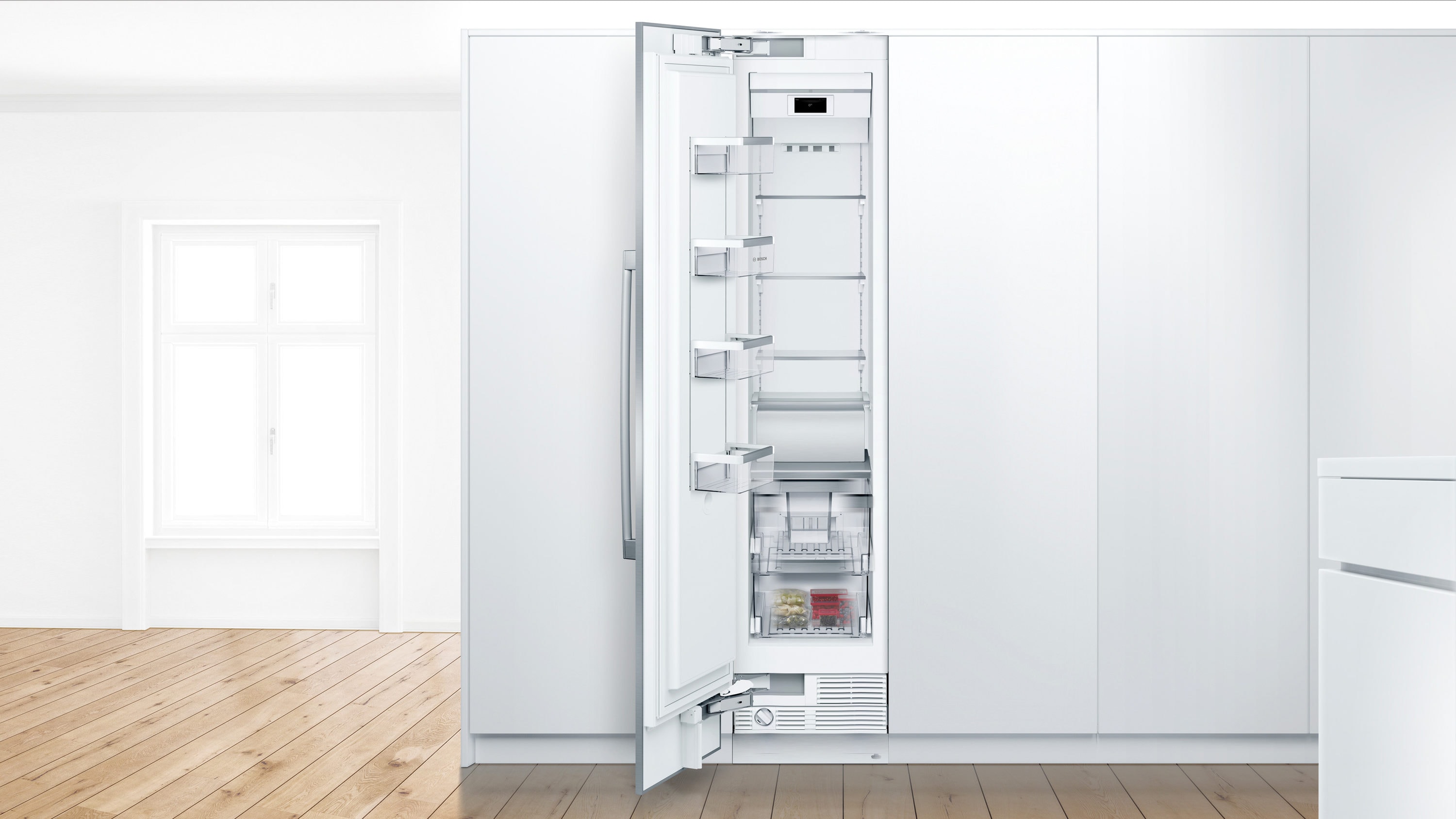 Congelador vertical sin escarcha de 8.6 pies cúbicos de la serie de referencia Bosch (Multi) certificado ENERGY STAR B18IF905SP