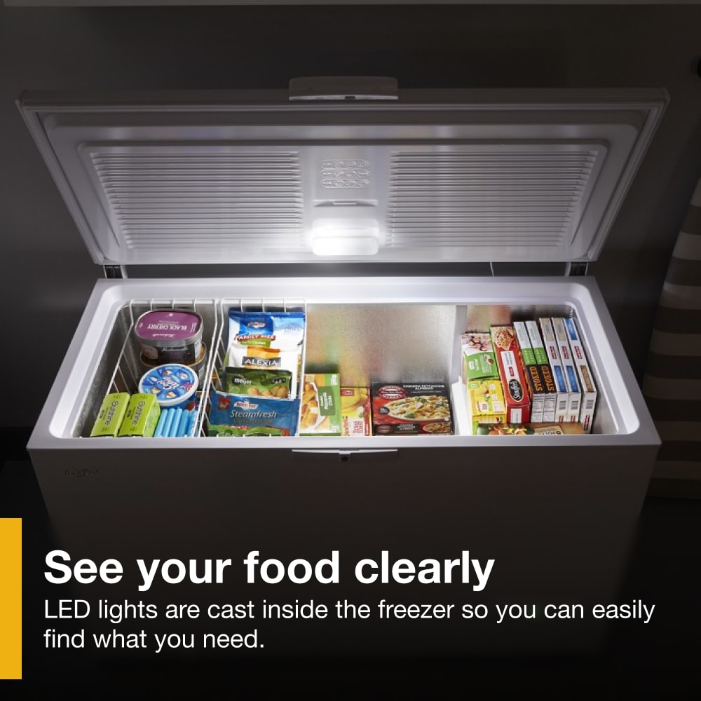 Congelador de Cofre convertible a Refrigerador de 16 pies cúbicos listo para el garaje de Whirlpool con Almacenamiento Flexible (Blanco)