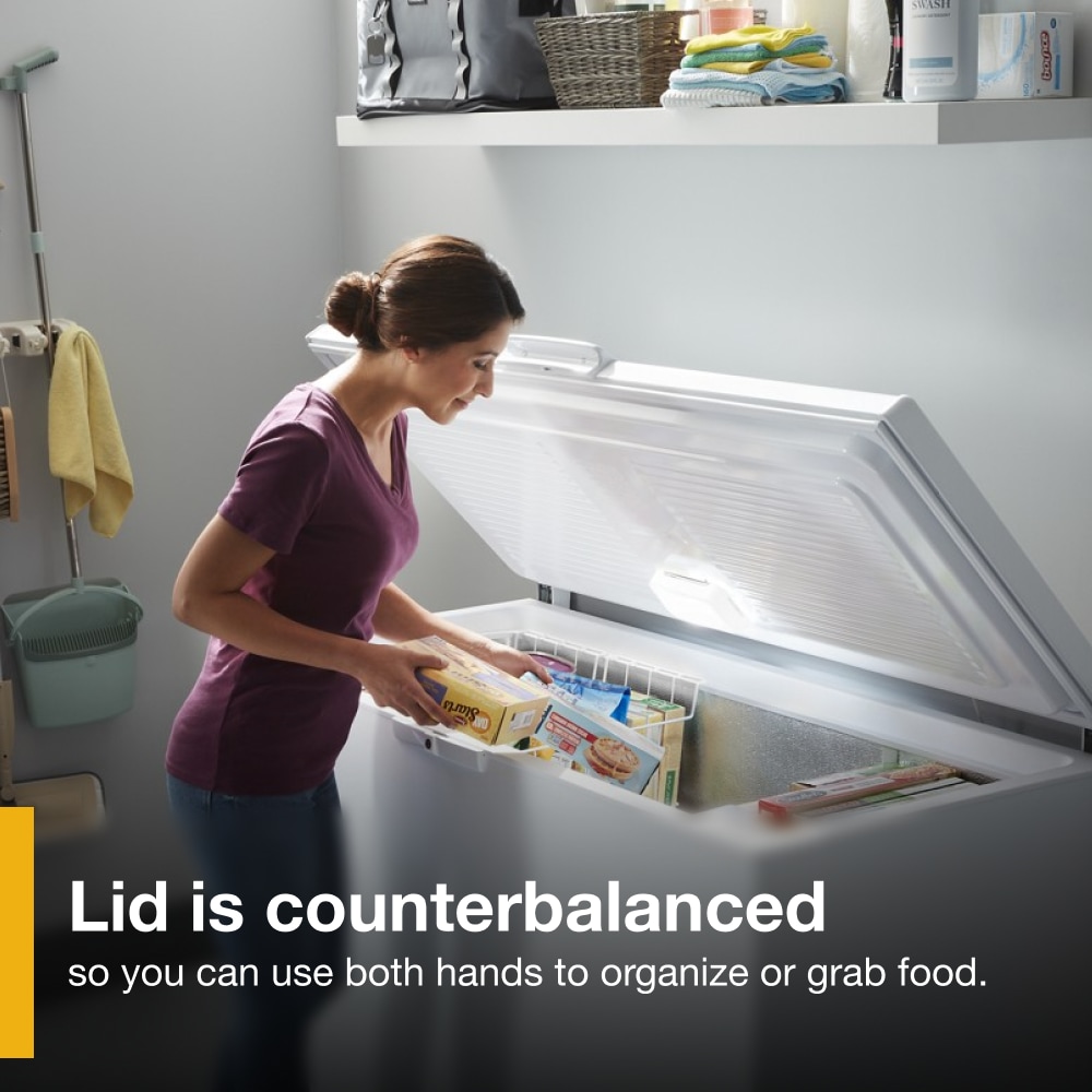 Congelador de Cofre convertible a Refrigerador de 16 pies cúbicos listo para el garaje de Whirlpool con Almacenamiento Flexible (Blanco)