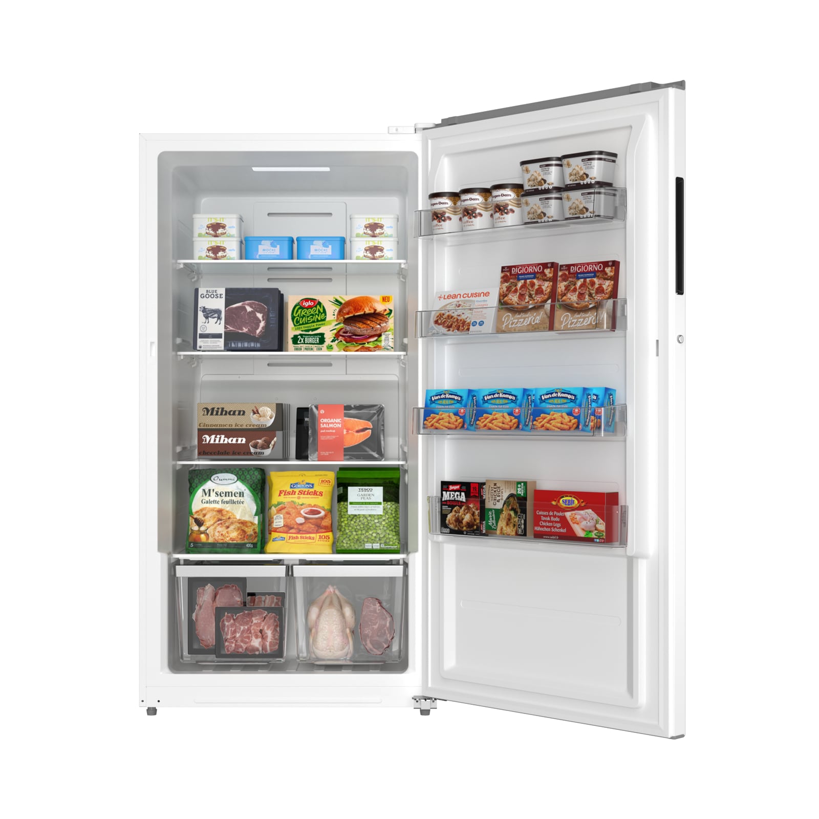 Congelador/Refrigerador Vertical Convertible de Control Digital Midea de 17 pies cúbicos, listo para el garaje, sin escarcha (Blanco) Certificado ENERGY STAR MRU17F5AWW