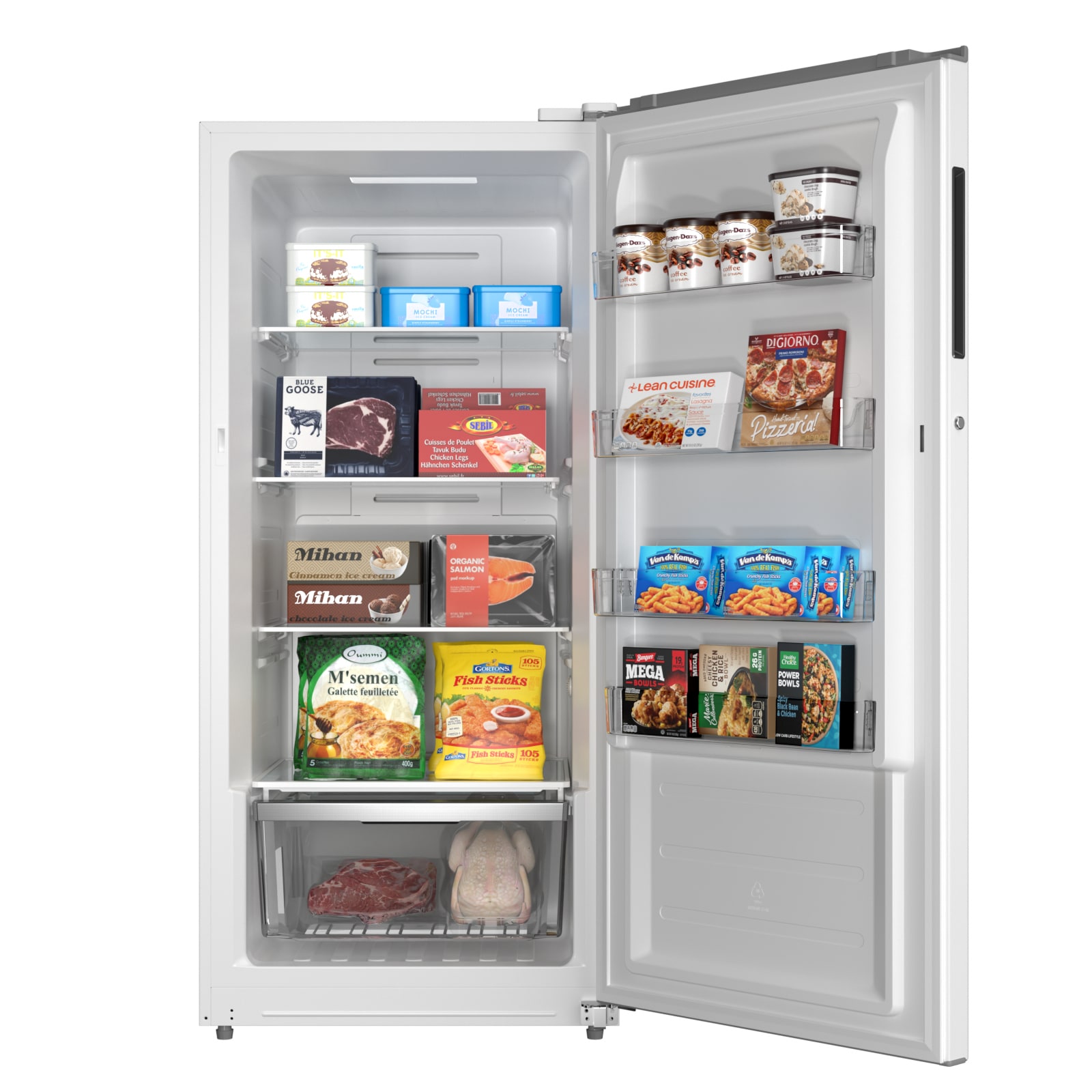 Congelador/Refrigerador Vertical Convertible con Control Digital Midea 13.8 pies cúbicos, Listo para Garaje, Sin Escarcha (Blanco) Certificado ENERGY STAR MRU14F5AWW