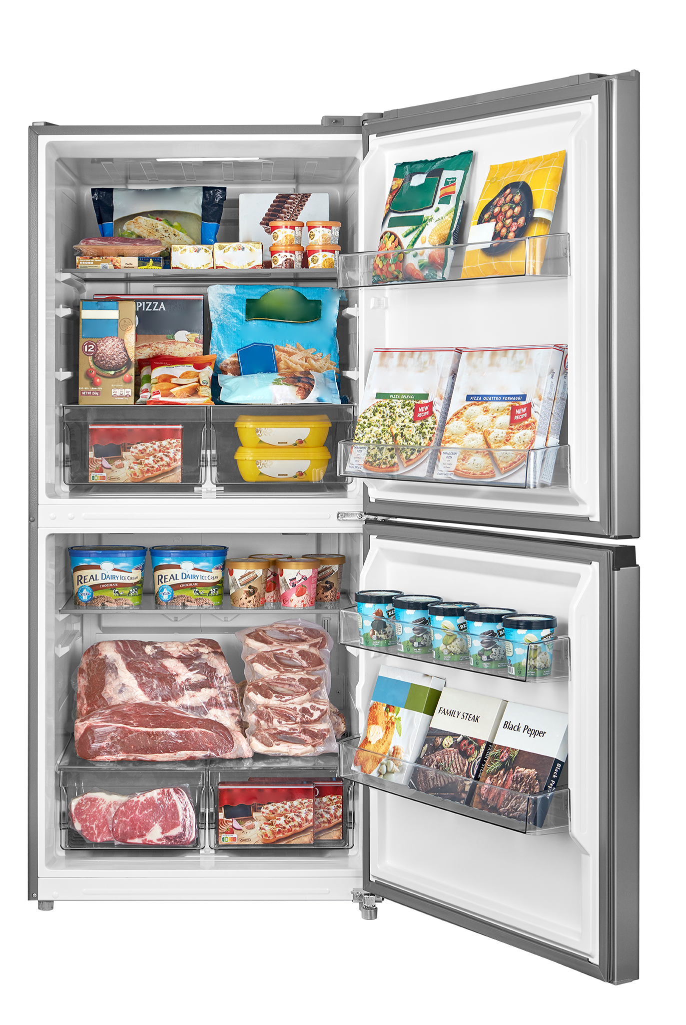 Congelador/Refrigerador Vertical Convertible de 3 Vías 50/50 Midea 20 pies cúbicos de Acero Inoxidable Listo para el Garaje sin Escarcha Certificado por ENERGY STAR MRU21C7BST