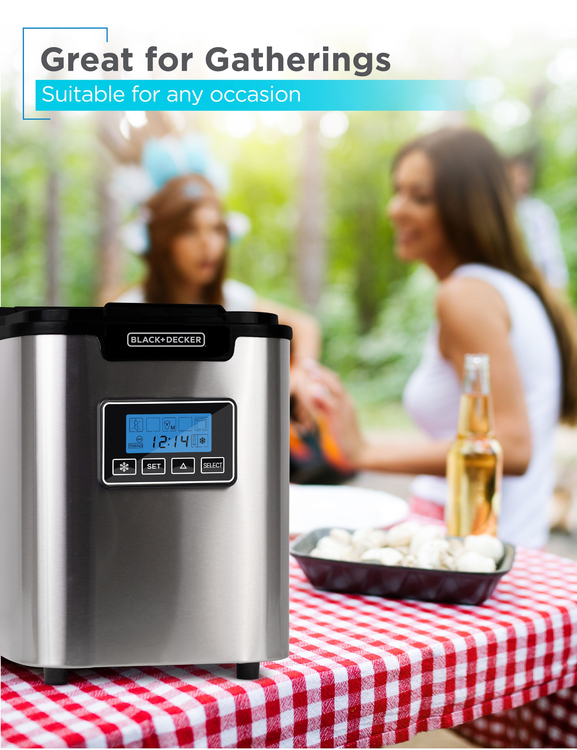 Fabricadora de Hielo de Cubitos Independiente BLACK+DECKER de 26 libras por día (Acero Inoxidable)