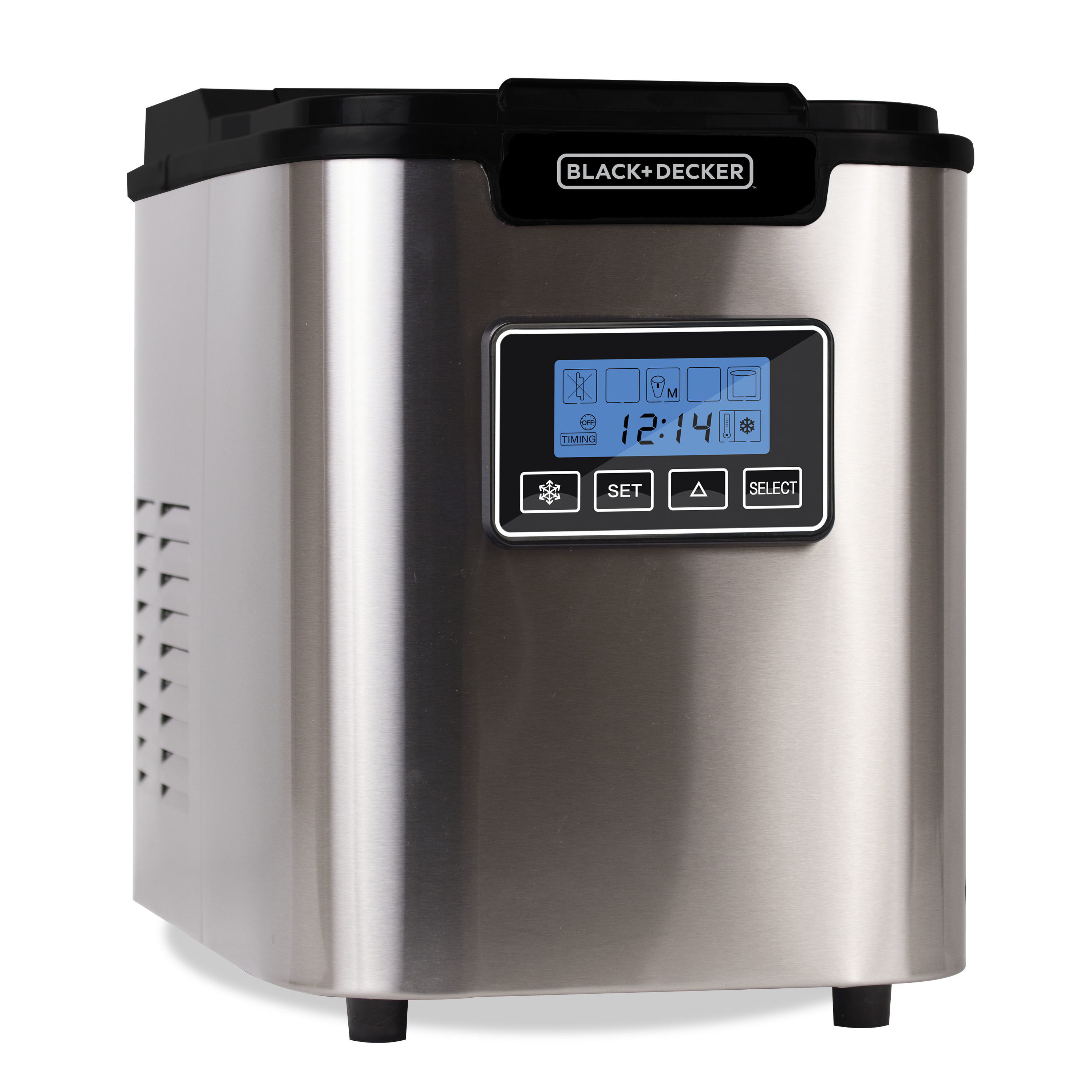 Fabricadora de Hielo de Cubitos Independiente BLACK+DECKER de 26 libras por día (Acero Inoxidable)