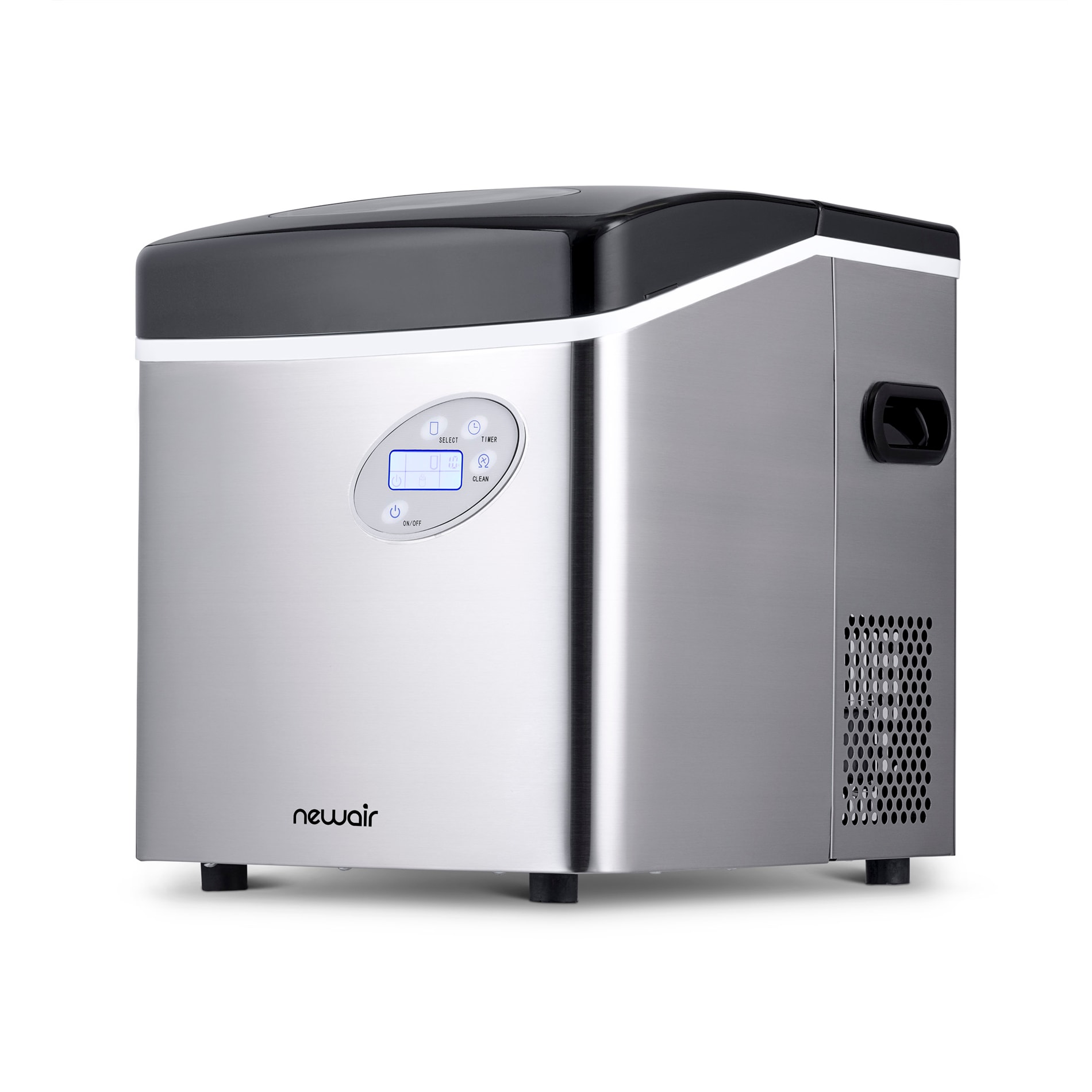 Nueva máquina de hacer hielo de bala de 50 libras al día para encimera o portátil (acero inoxidable y negro) AI-215SS