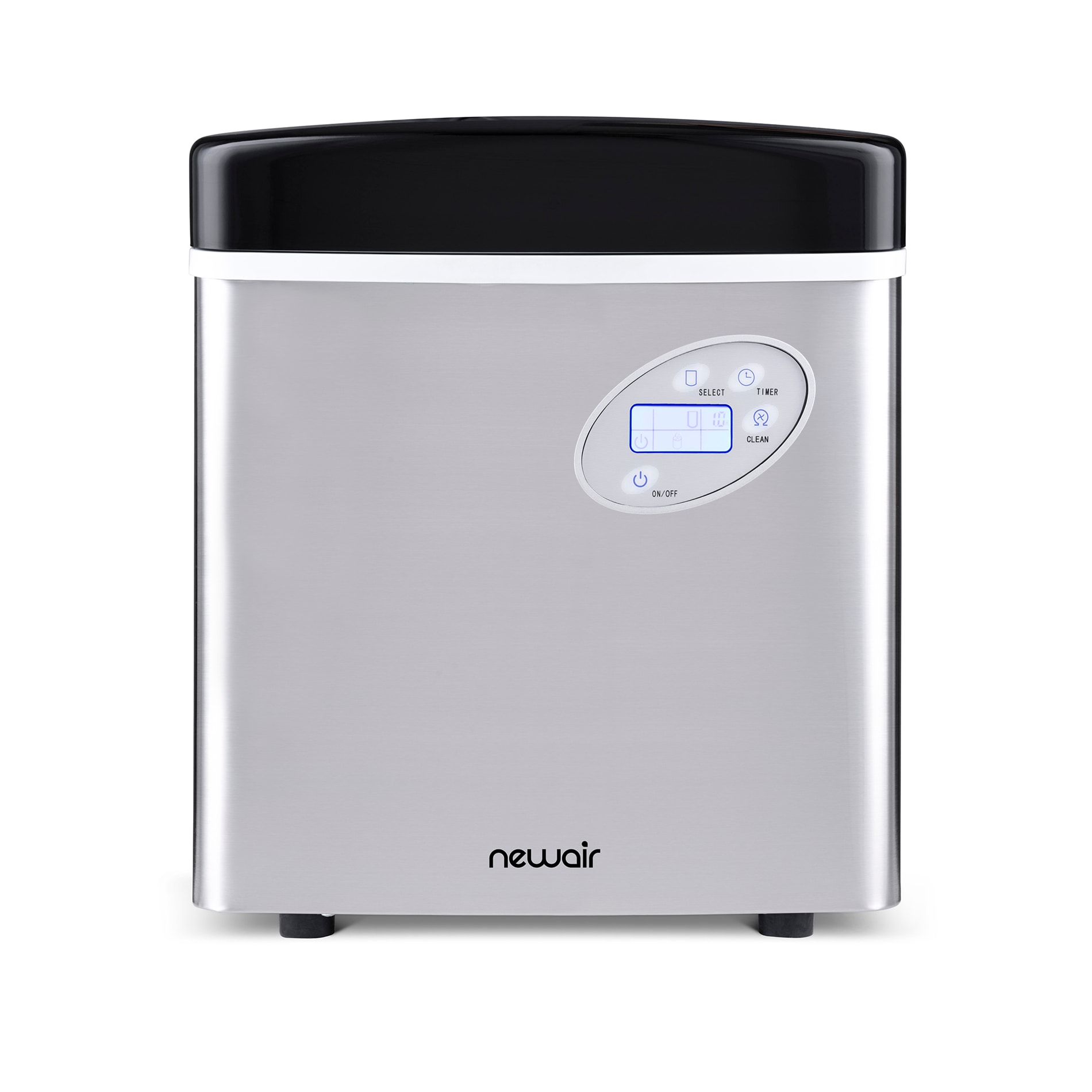 Nueva máquina de hacer hielo de bala de 50 libras al día para encimera o portátil (acero inoxidable y negro) AI-215SS