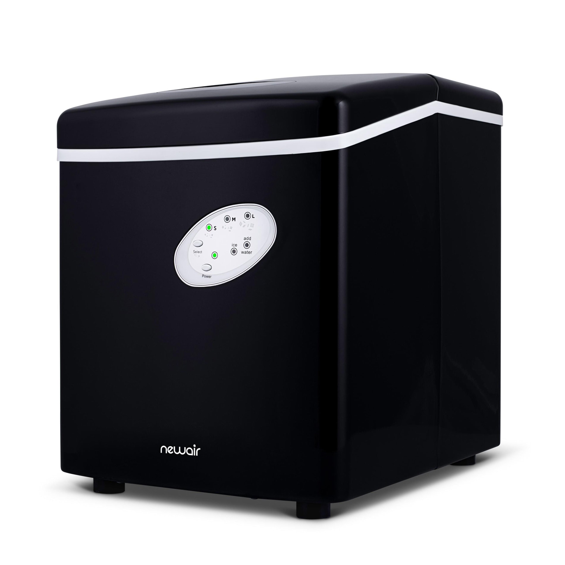 Máquina de hielo tipo bala para encimera o portátil que produce 28 libras de hielo al día (Negro) AI-100BK de NewAir
