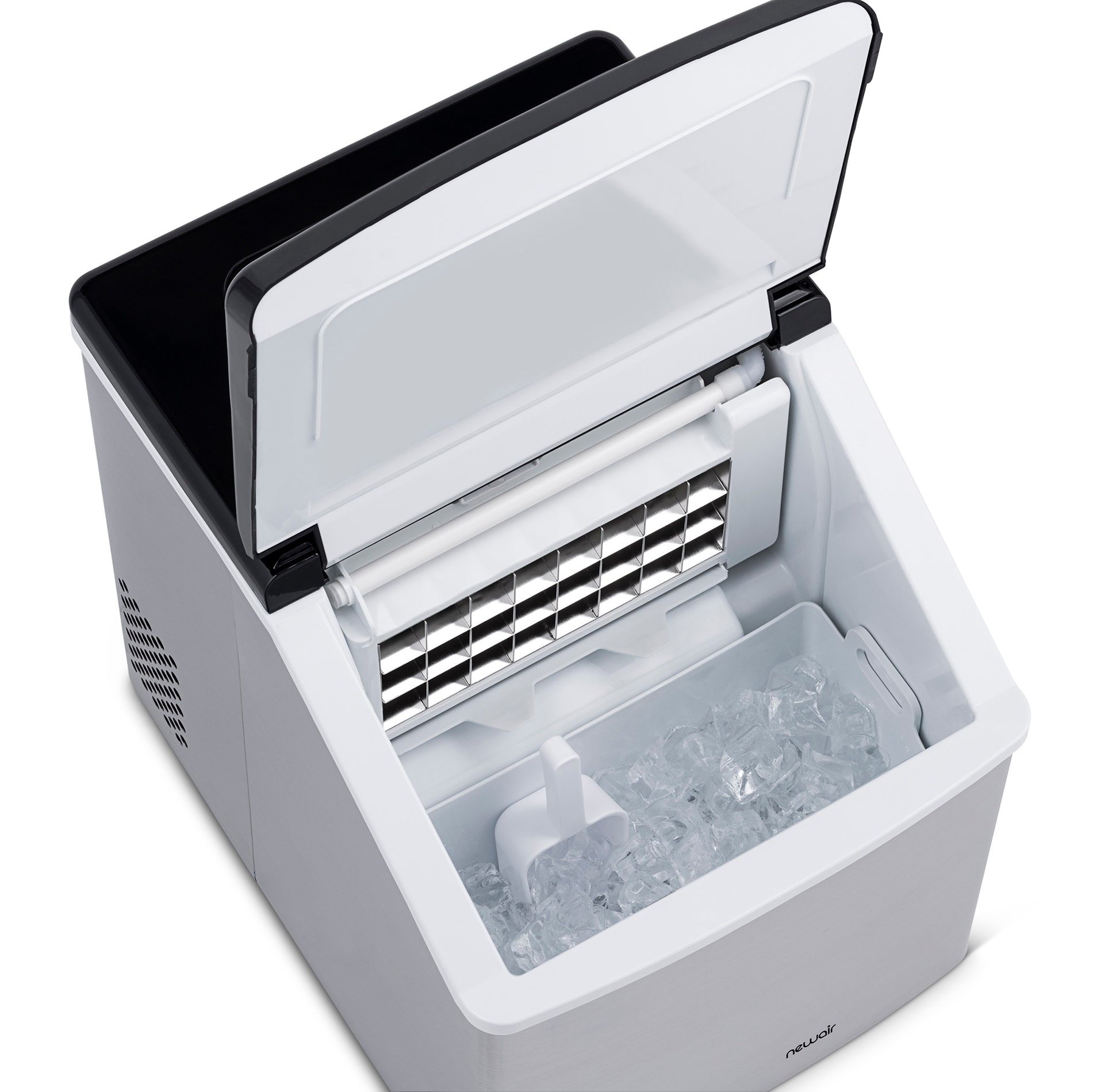 Máquina para hacer hielo en cubos de 40 libras al día de mostrador o portátil (acero inoxidable y negro) CLEARICE40