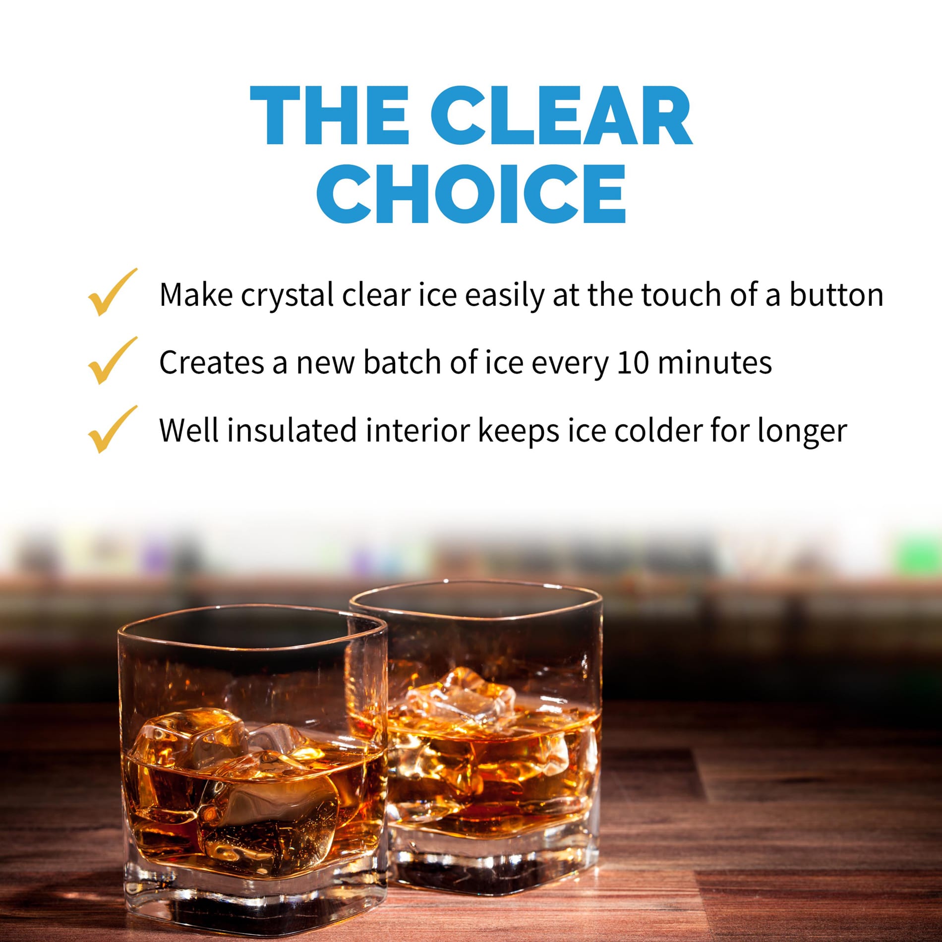 Máquina para hacer hielo en cubos de 40 libras al día de mostrador o portátil (acero inoxidable y negro) CLEARICE40