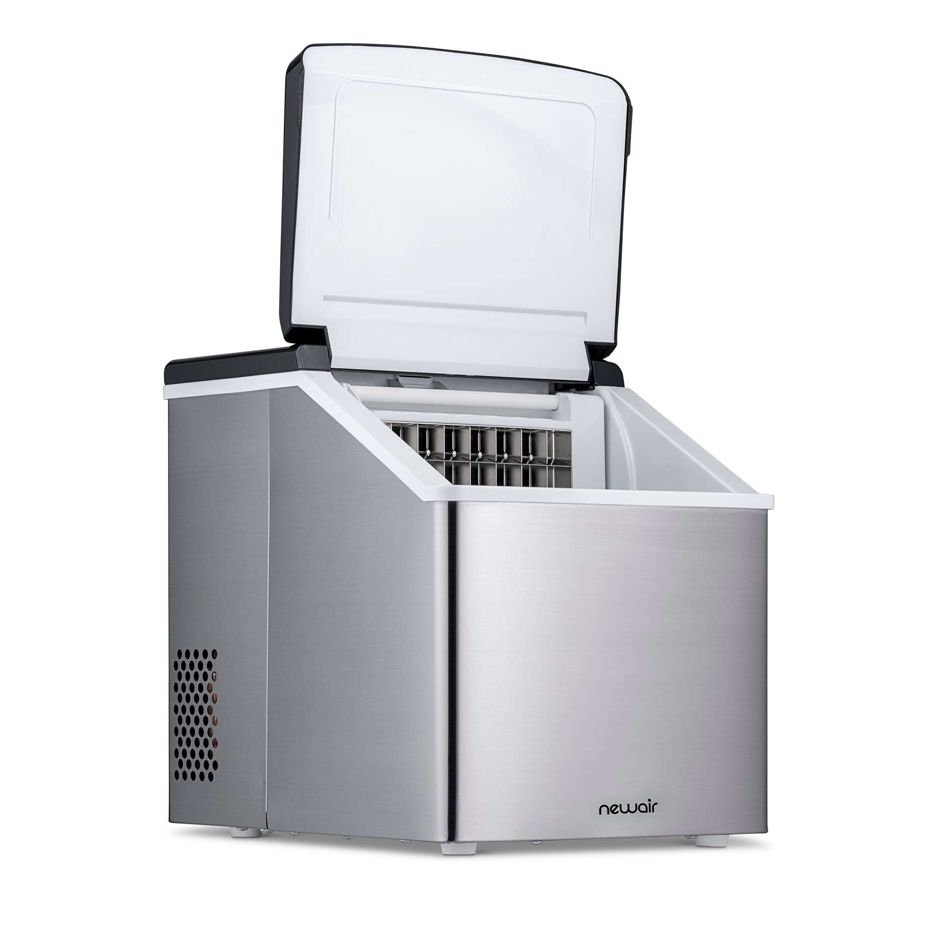 Máquina para hacer hielo en cubos de 40 libras al día de mostrador o portátil (acero inoxidable y negro) CLEARICE40