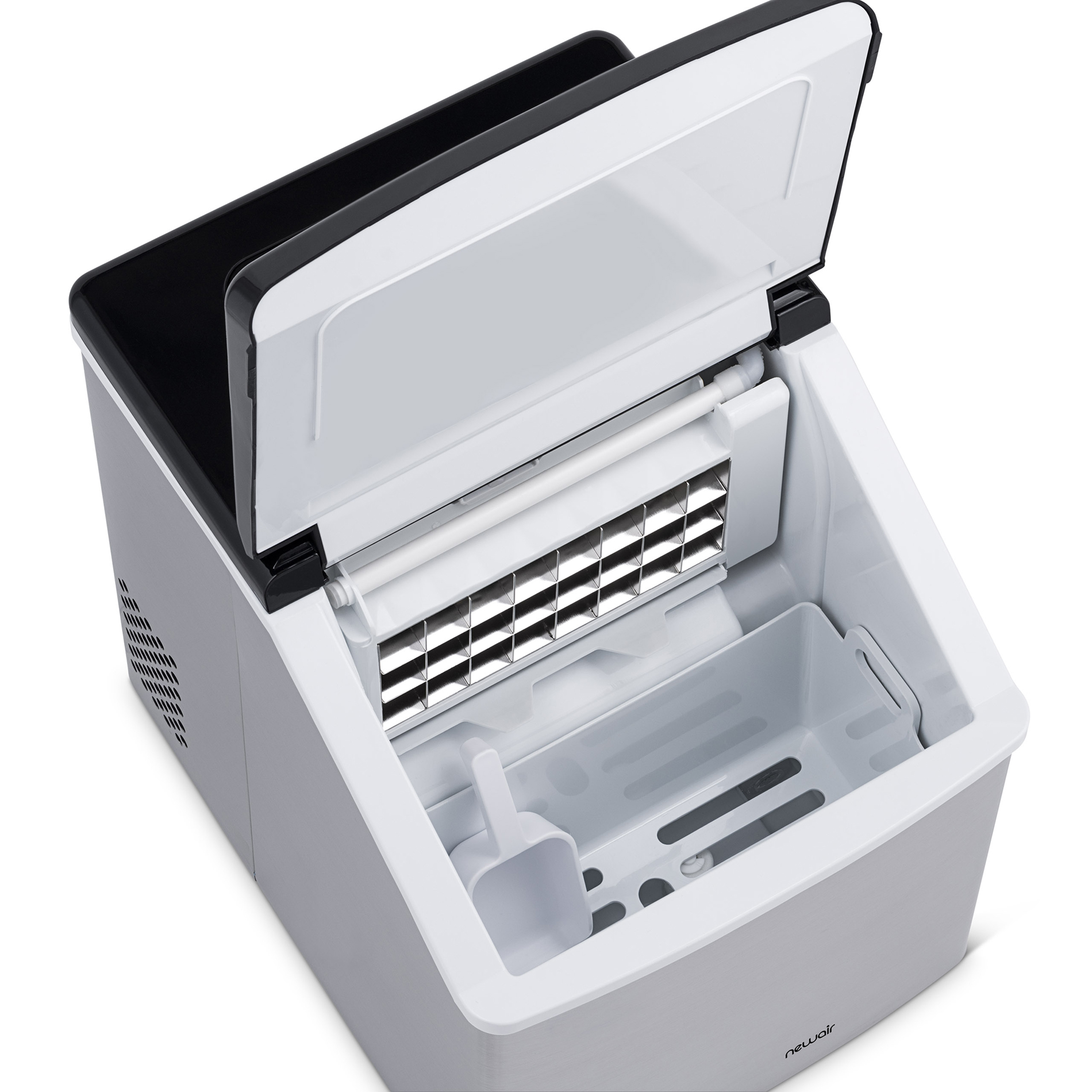Máquina para hacer hielo en cubos de 40 libras al día de mostrador o portátil (acero inoxidable y negro) CLEARICE40
