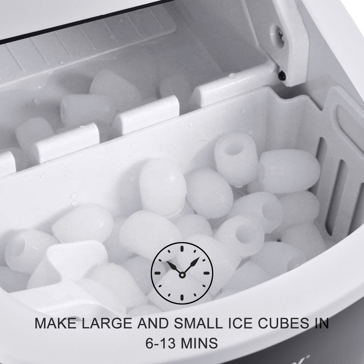 Fabricador de hielo en cubitos para encimera o portátil que produce 26.5 libras de hielo al día (Negro) EP22769BK