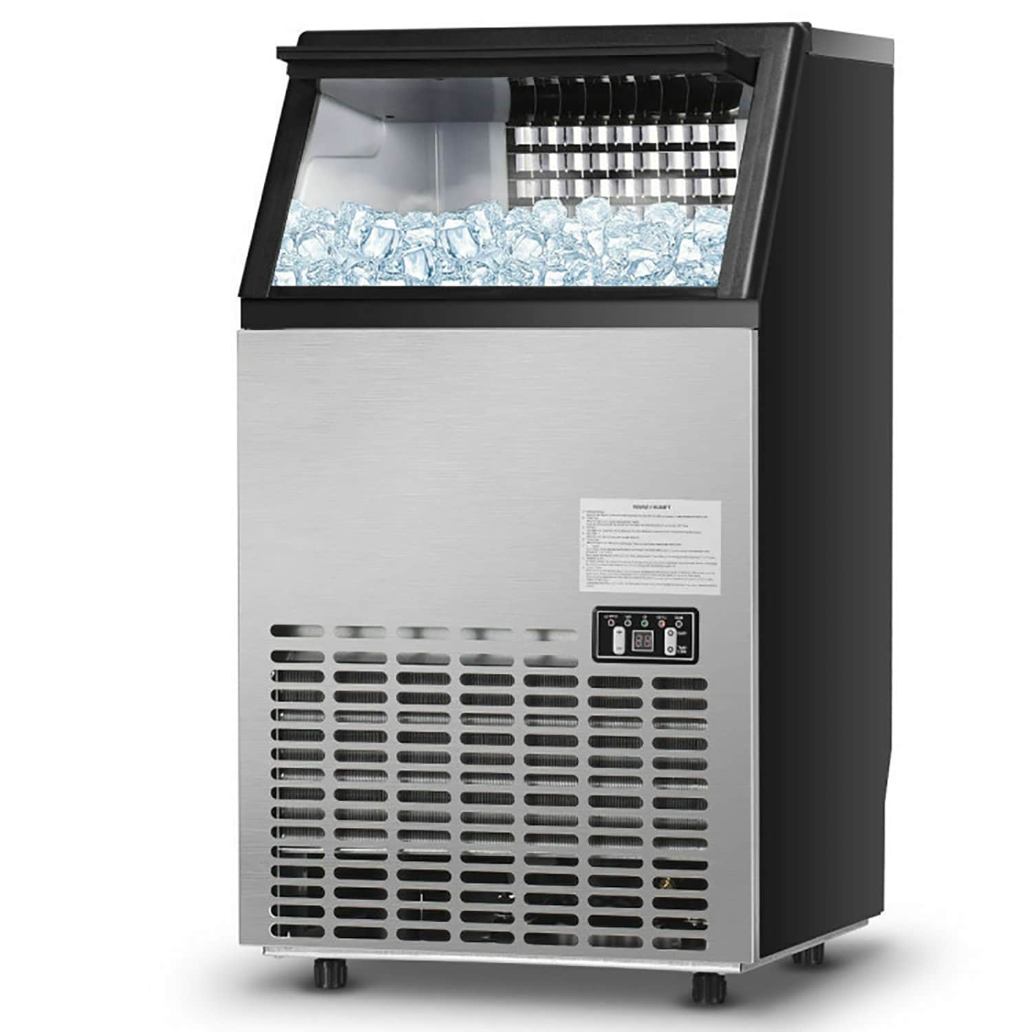 Máquina de hielo autónoma que produce 110 libras de hielo al día (color plateado)