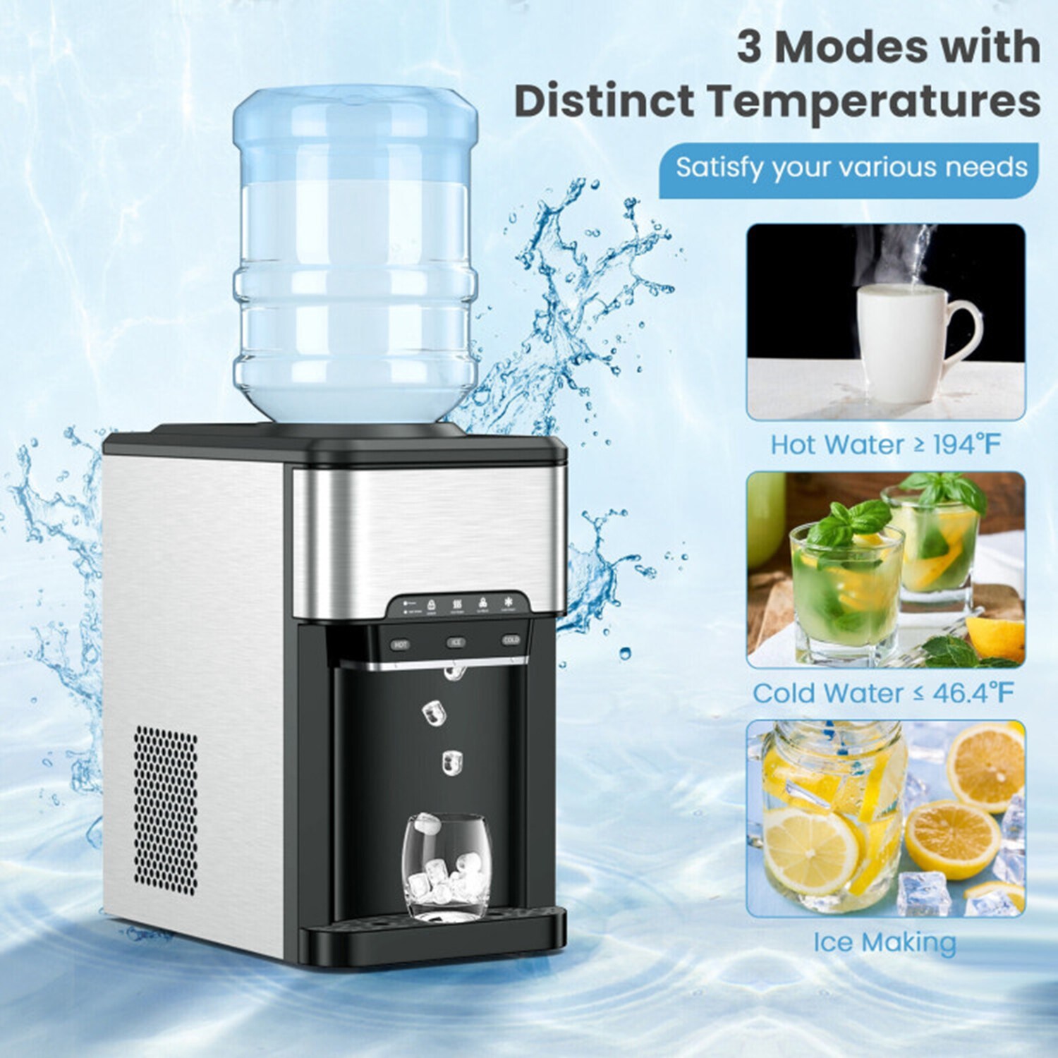 Máquina de hielo en balas que produce 40 libras de hielo al día (Plata) Mondawe - OR-ES2885-MRS