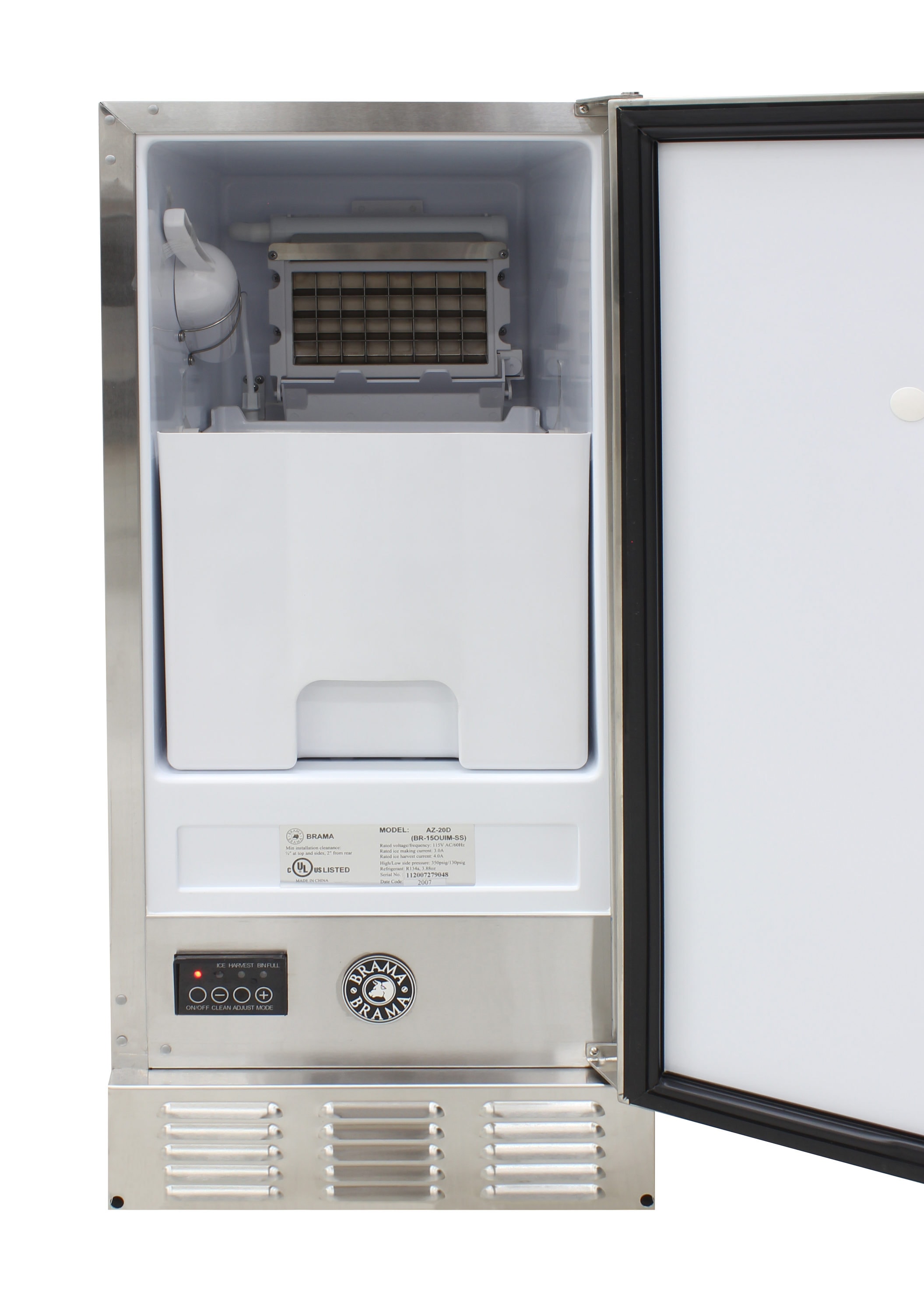 Fabricadora de Hielo de Cubitos Brama de 50 libras al día (Acero inoxidable) BR-15OUIM-SS