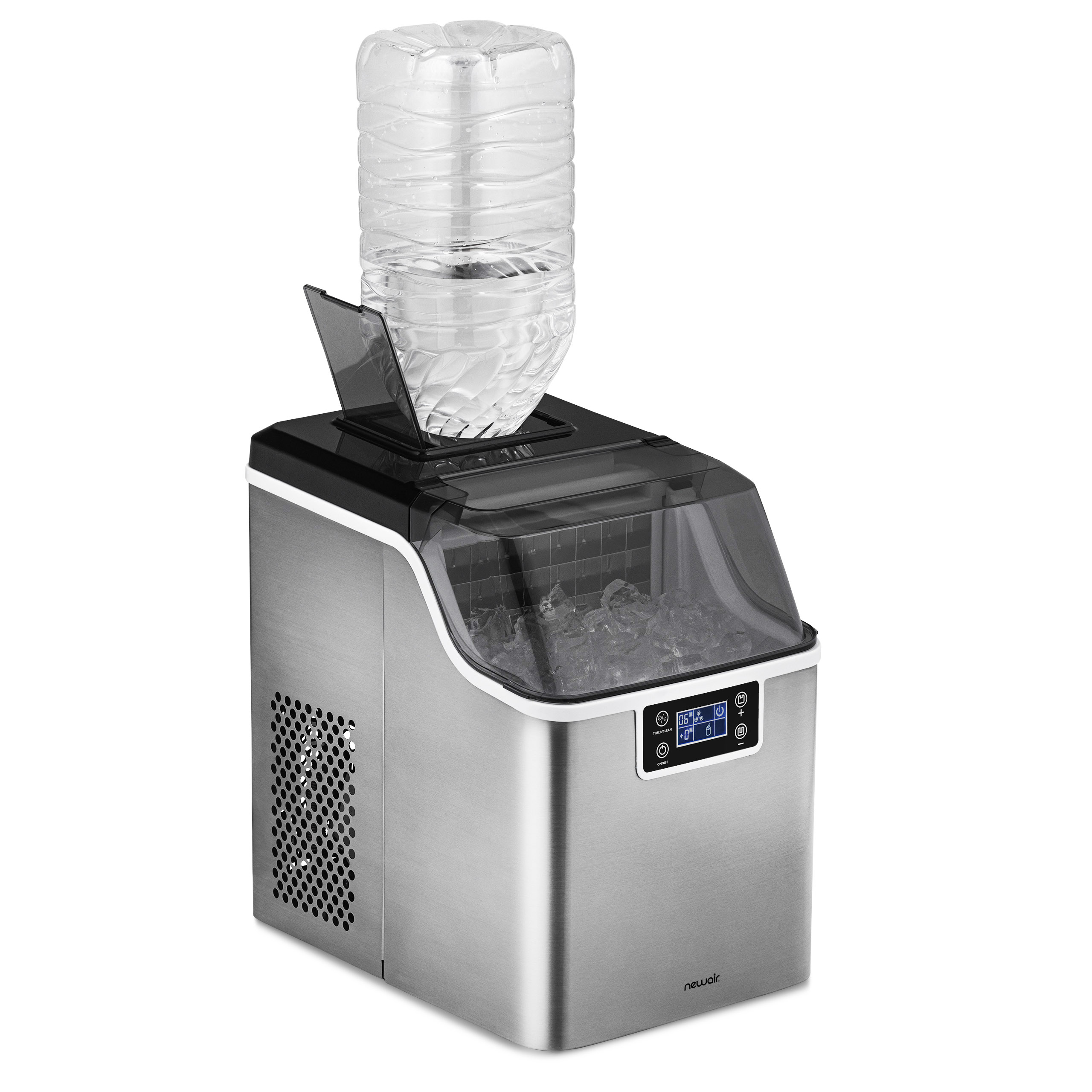 Nueva máquina para hacer hielo de 45 libras por día de mostrador o portátil (acero inoxidable) NIM045SS00