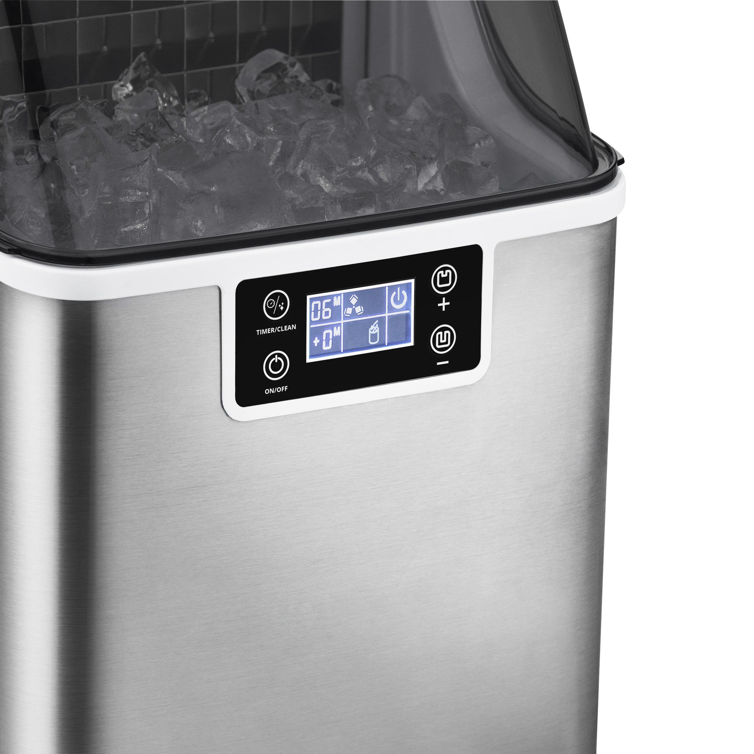 Nueva máquina para hacer hielo de 45 libras por día de mostrador o portátil (acero inoxidable) NIM045SS00
