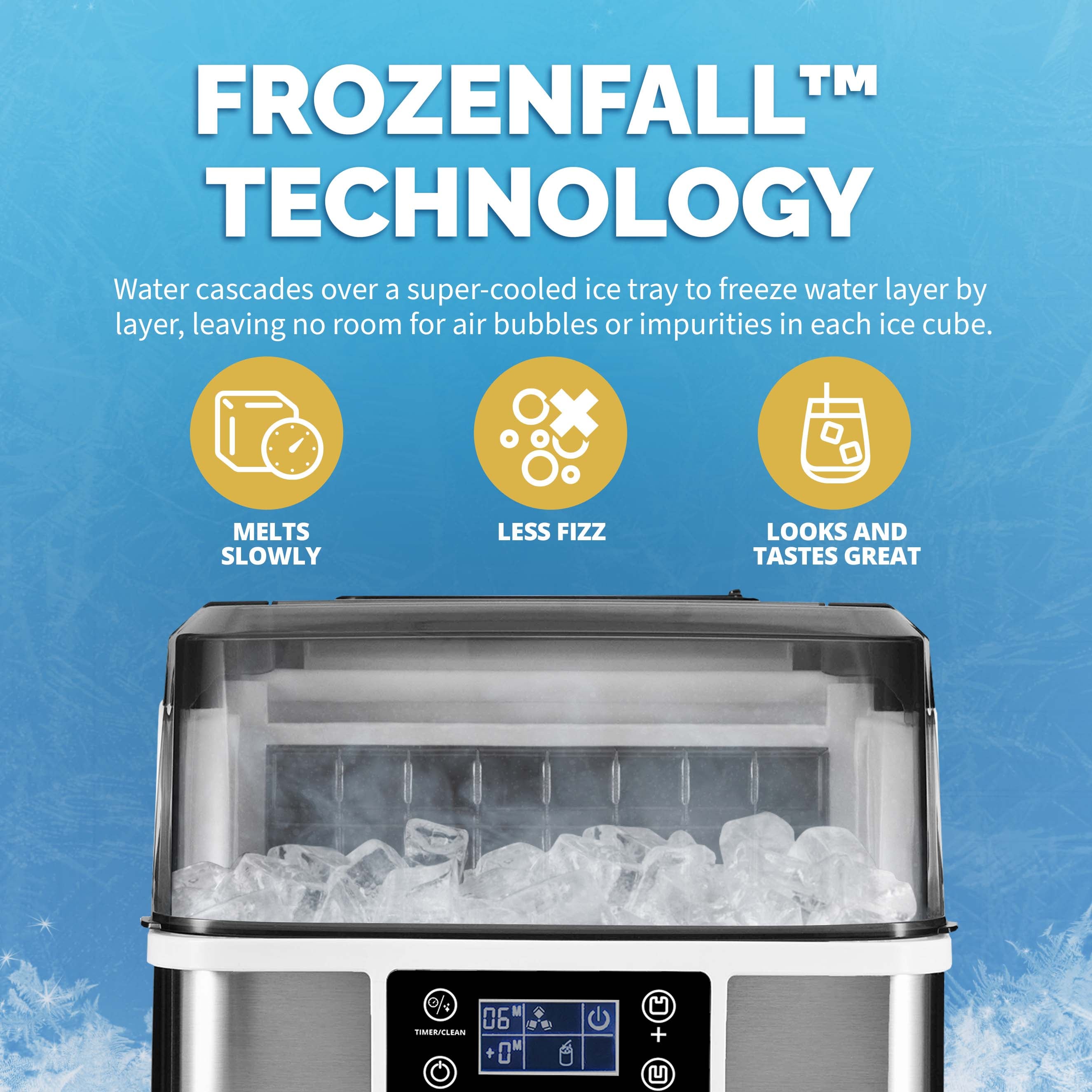 Nueva máquina para hacer hielo de 45 libras por día de mostrador o portátil (acero inoxidable) NIM045SS00