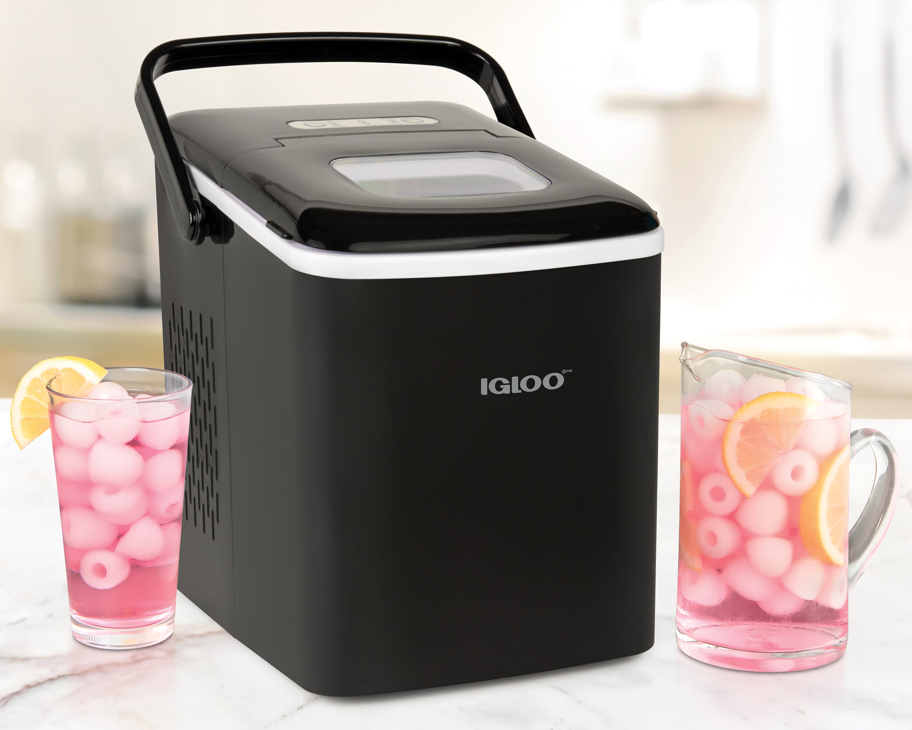 Fabricador de hielo de cubitos de 26 lb por día de Igloo (Negro)
