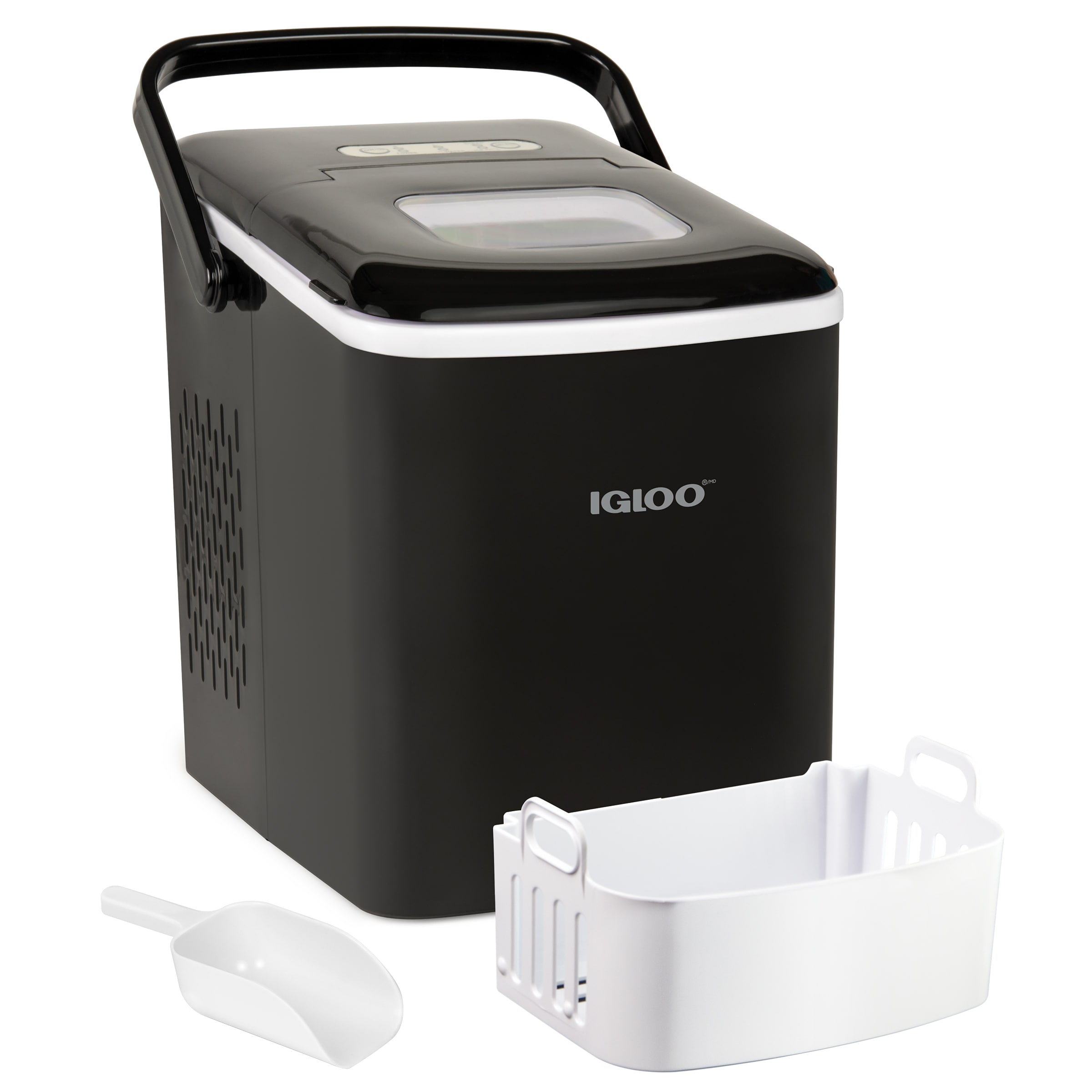 Fabricador de hielo de cubitos de 26 lb por día de Igloo (Negro)