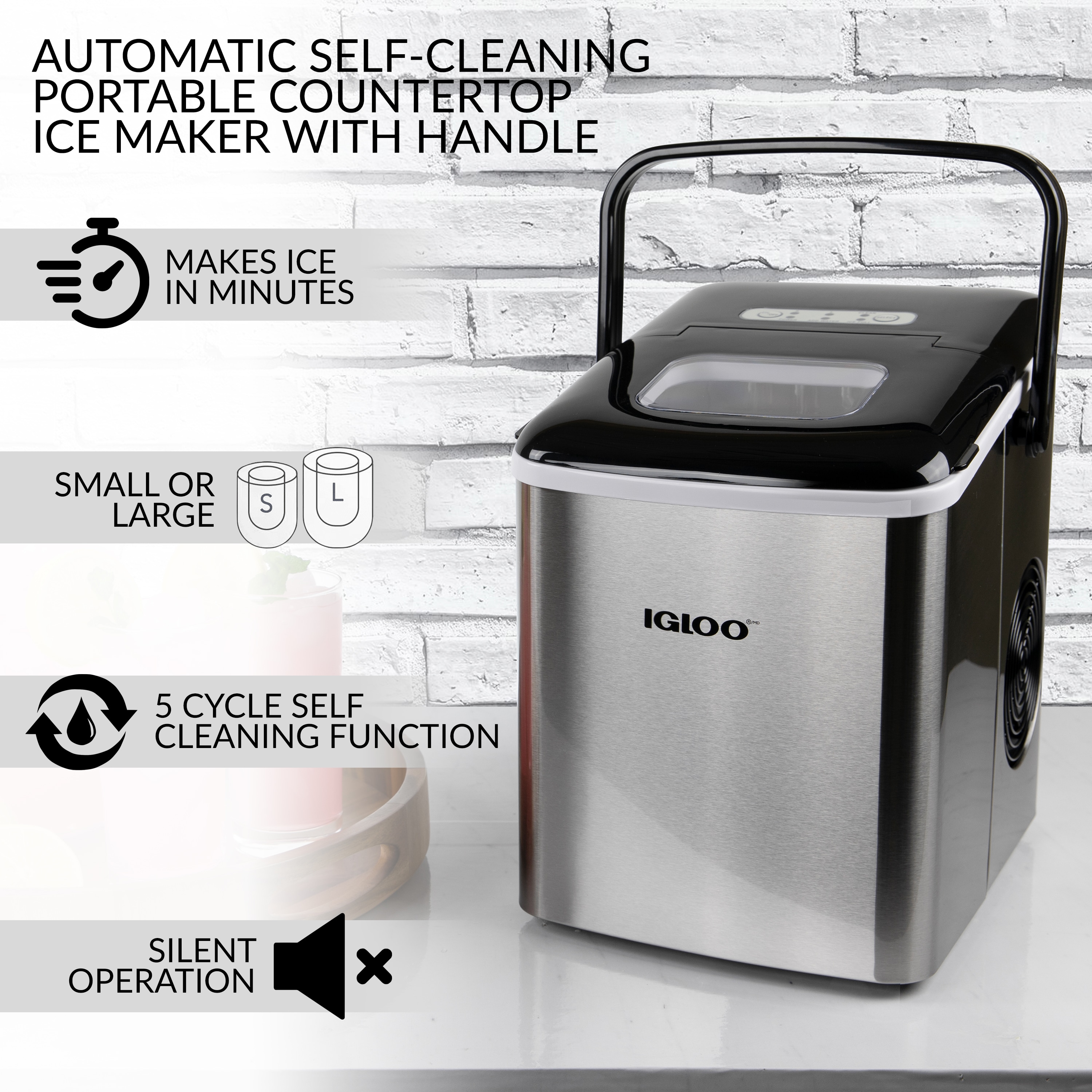 Máquina para hacer hielo en cubitos de acero inoxidable que produce 26 libras de hielo al día