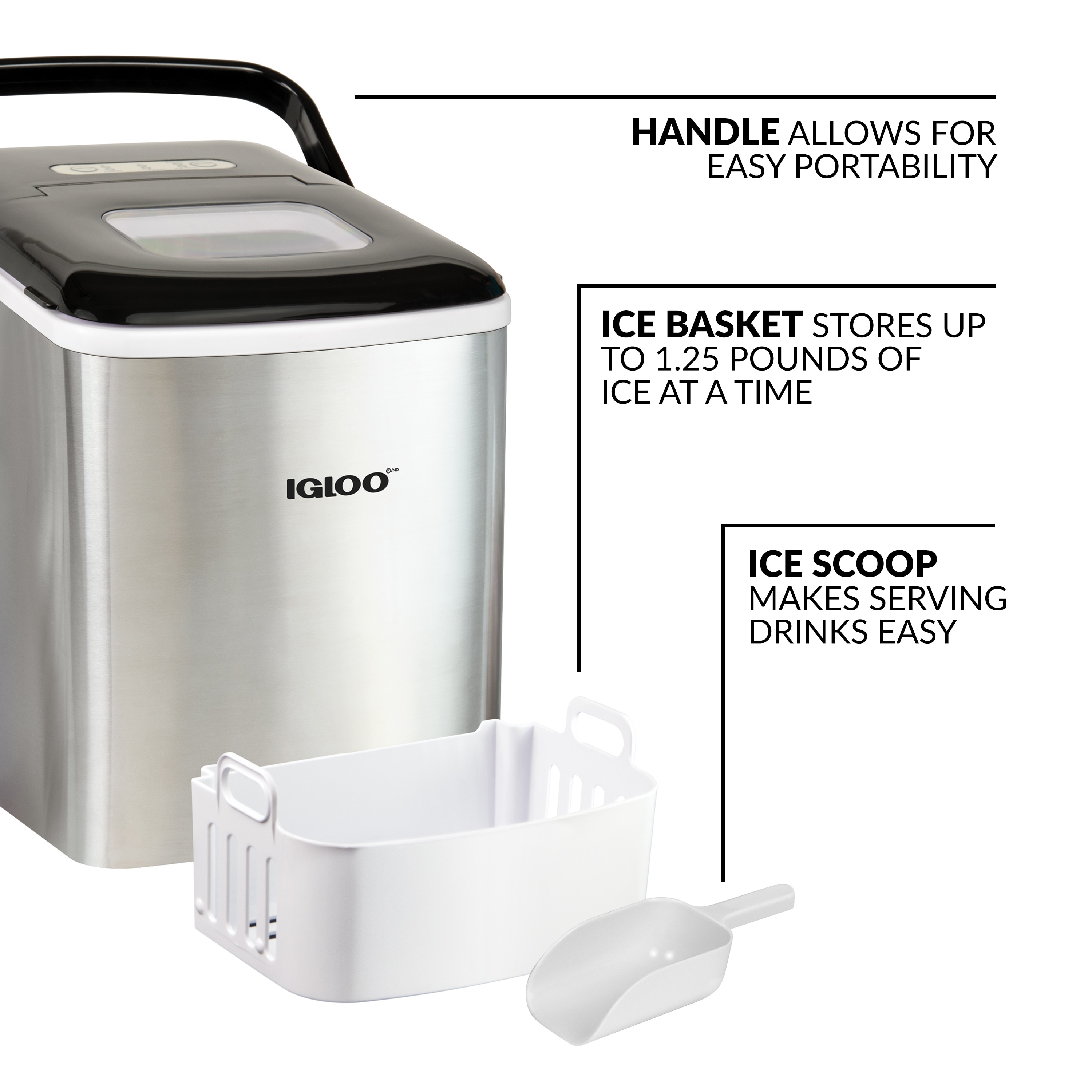 Máquina para hacer hielo en cubitos de acero inoxidable que produce 26 libras de hielo al día