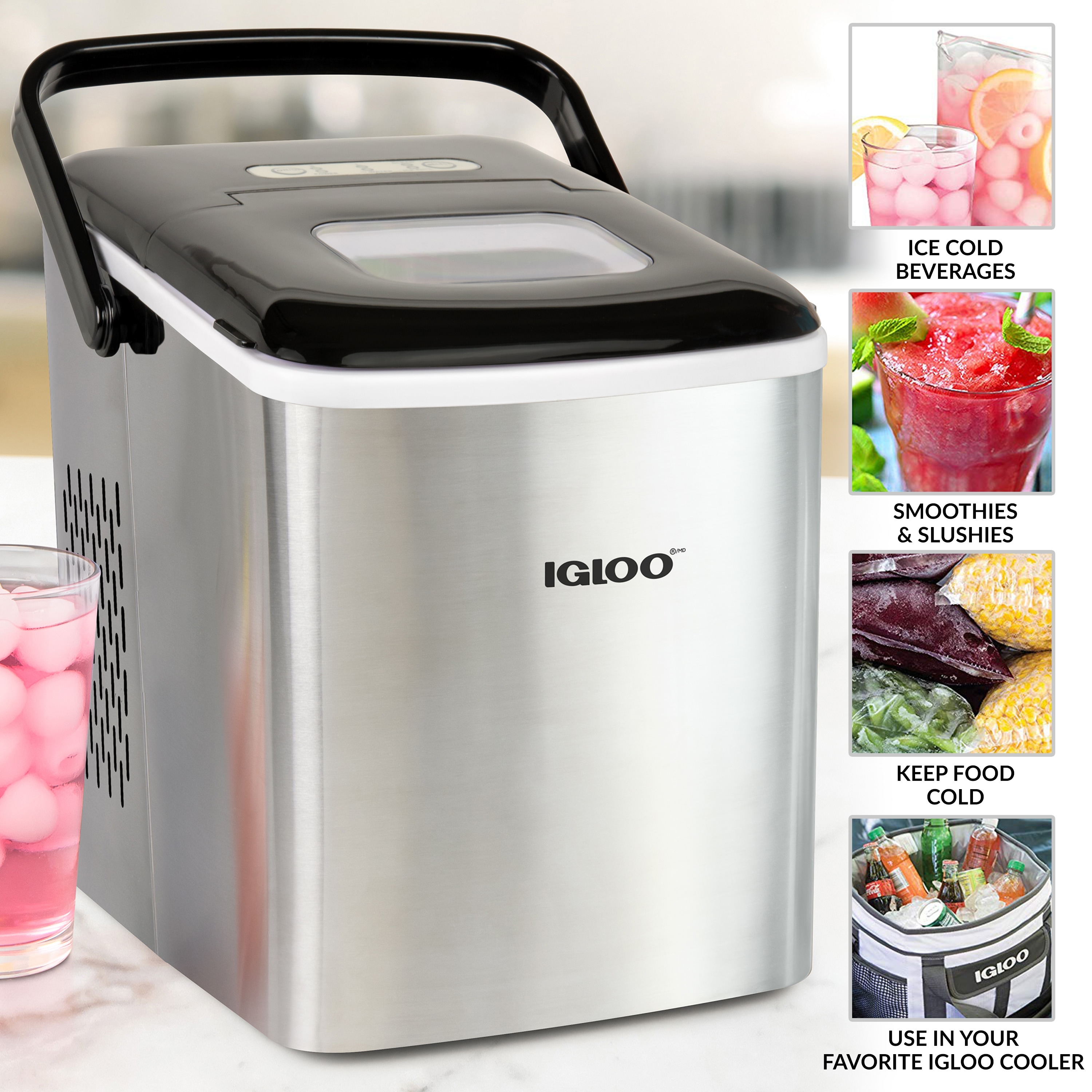 Máquina para hacer hielo en cubitos de acero inoxidable que produce 26 libras de hielo al día