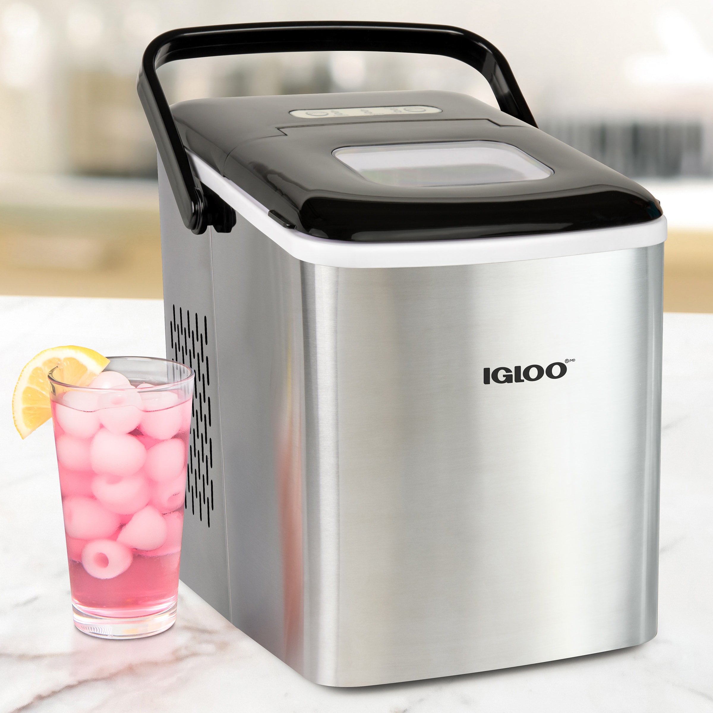 Máquina para hacer hielo en cubitos de acero inoxidable que produce 26 libras de hielo al día