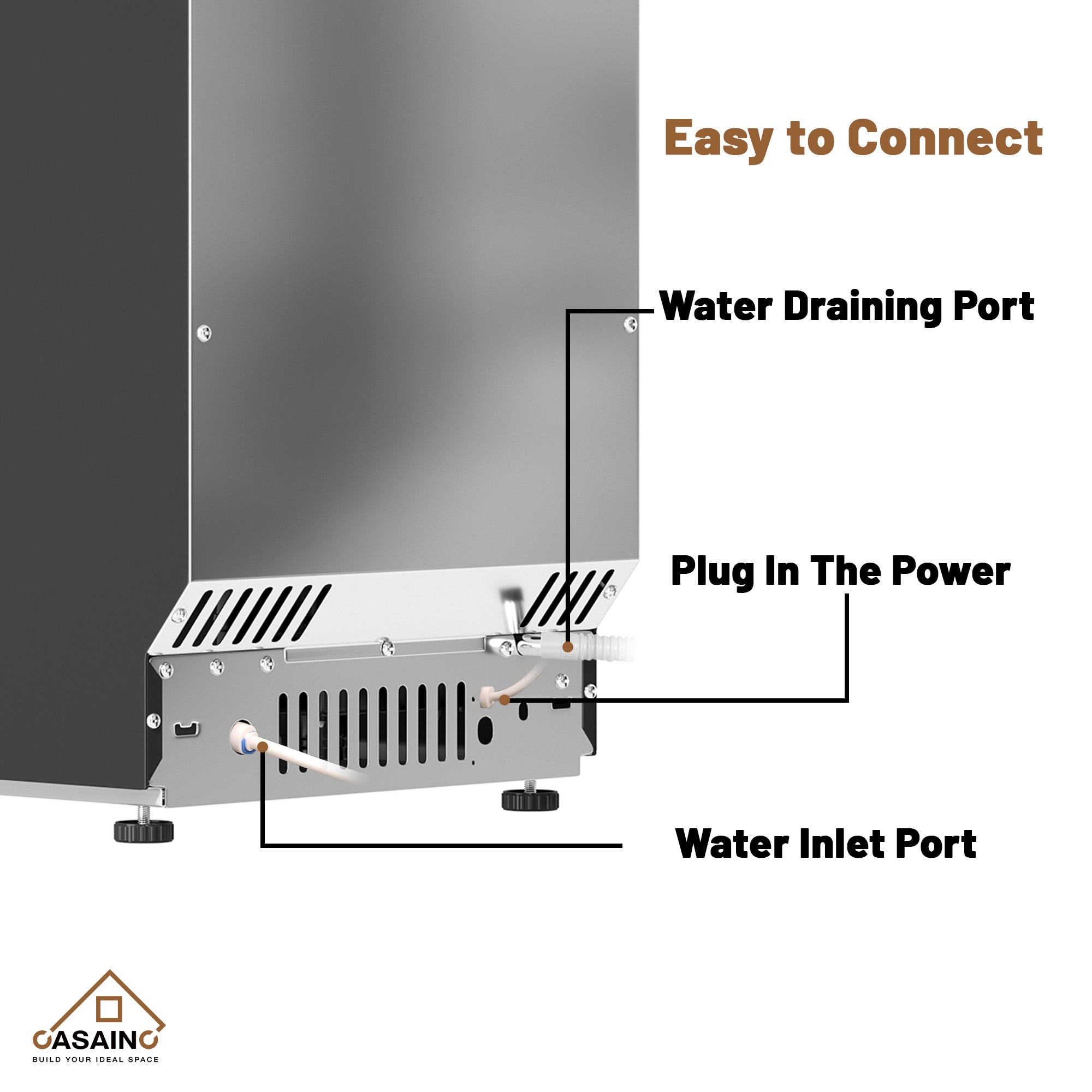 Máquina para hacer hielo en cubos con puerta abatible Sumyeg de pie, 66 libras de hielo al día, para instalar de pie o empotrada (plateado) MRS-ES199474AAN.