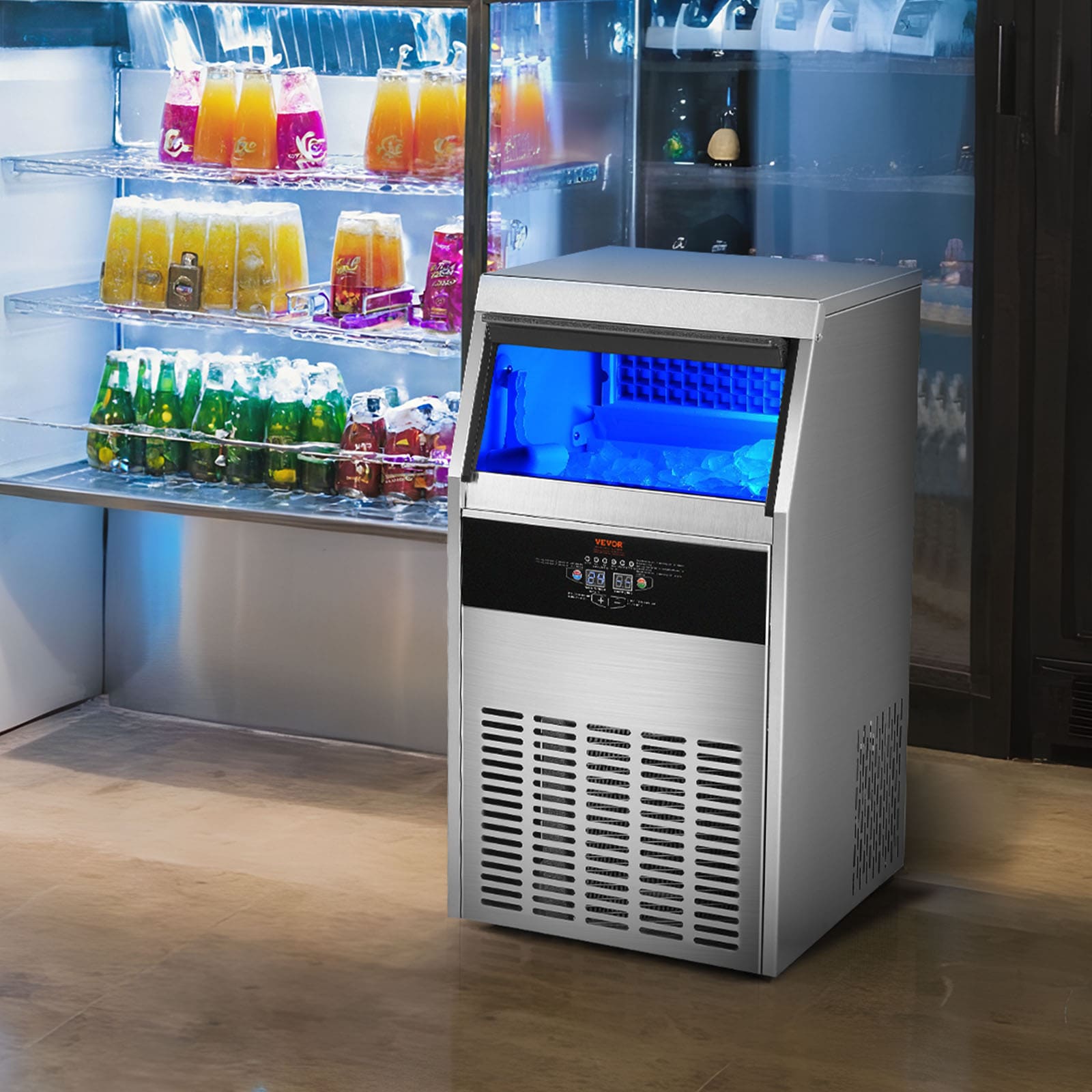Fabricador de Hielo de Almacenamiento de 33 libras 140 libras de Hielo al Día Fabricador de Hielo Autónomo de Hielo Cúbico (Aluminio Fundido con Recubrimiento de Cromo) QPJ12JK-300A60HZ1V1