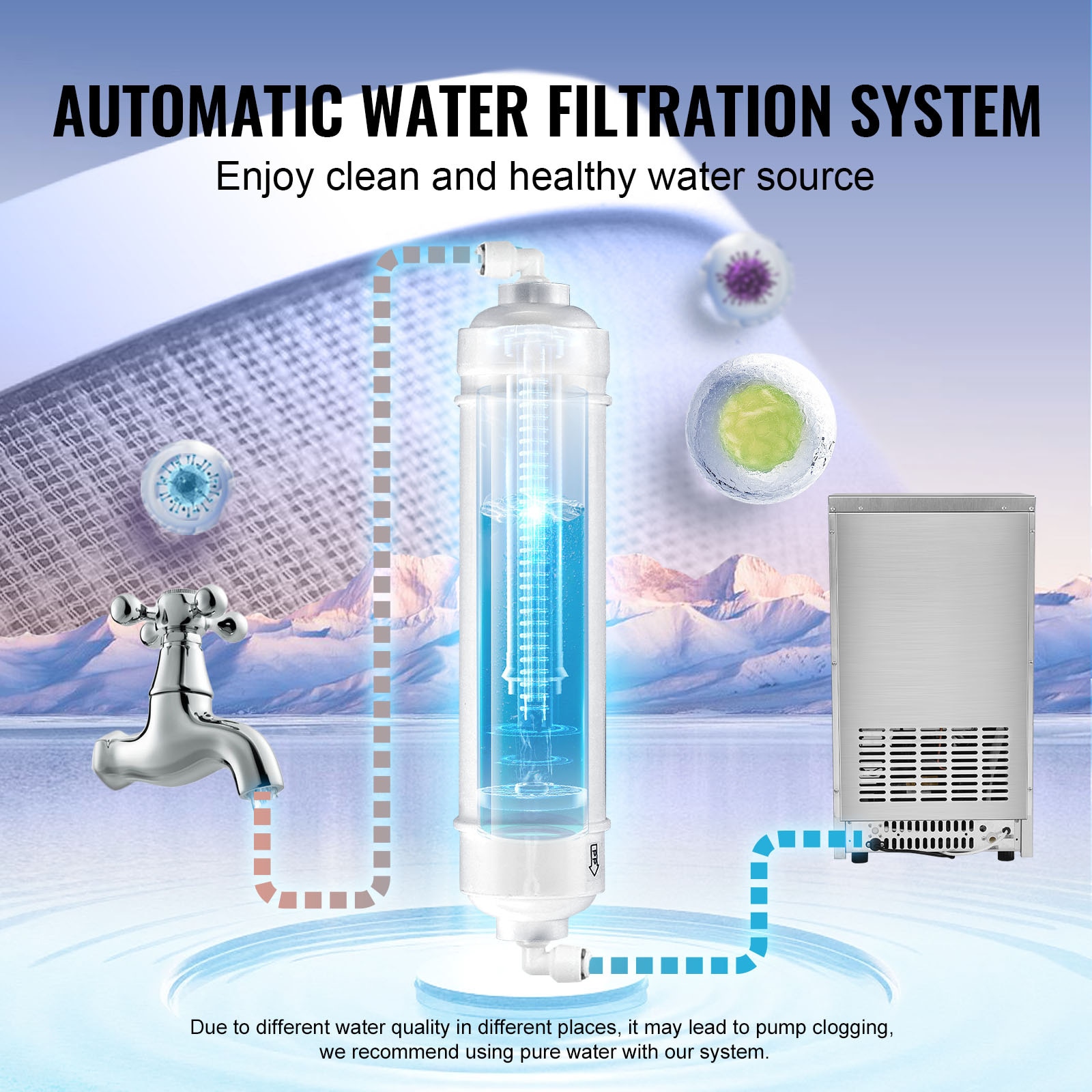 Fabricador de Hielo de Almacenamiento de 33 libras 140 libras de Hielo al Día Fabricador de Hielo Autónomo de Hielo Cúbico (Aluminio Fundido con Recubrimiento de Cromo) QPJ12JK-300A60HZ1V1