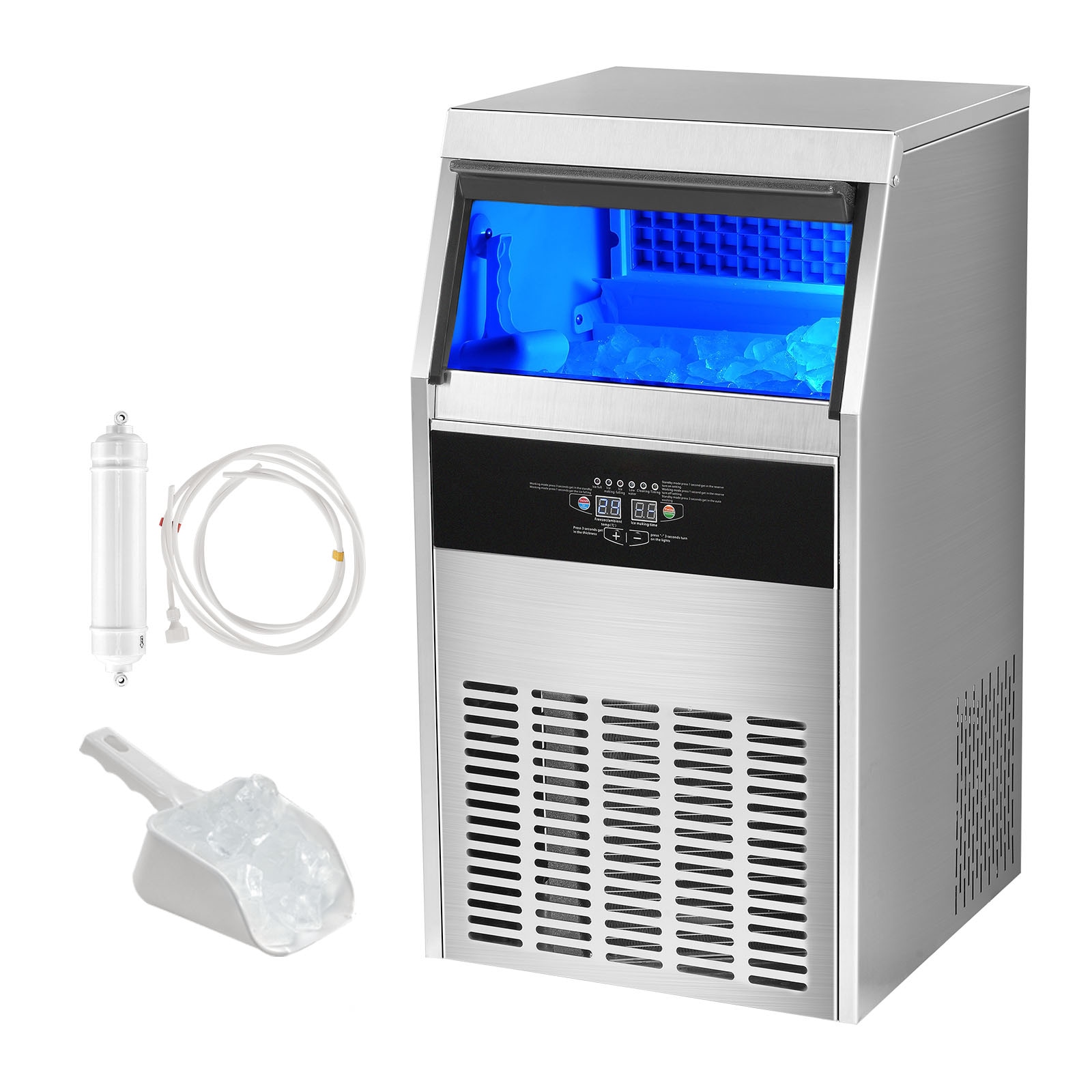 Fabricador de Hielo de Almacenamiento de 33 libras 140 libras de Hielo al Día Fabricador de Hielo Autónomo de Hielo Cúbico (Aluminio Fundido con Recubrimiento de Cromo) QPJ12JK-300A60HZ1V1
