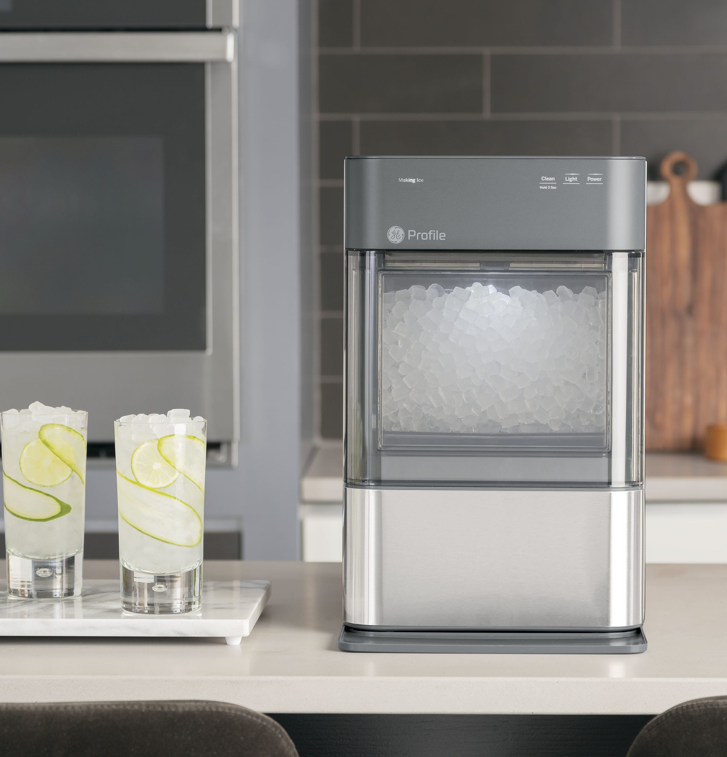 Fabricador de hielo de cubitos de hielo GE Profile Opal de 38 libras por día (acero inoxidable)