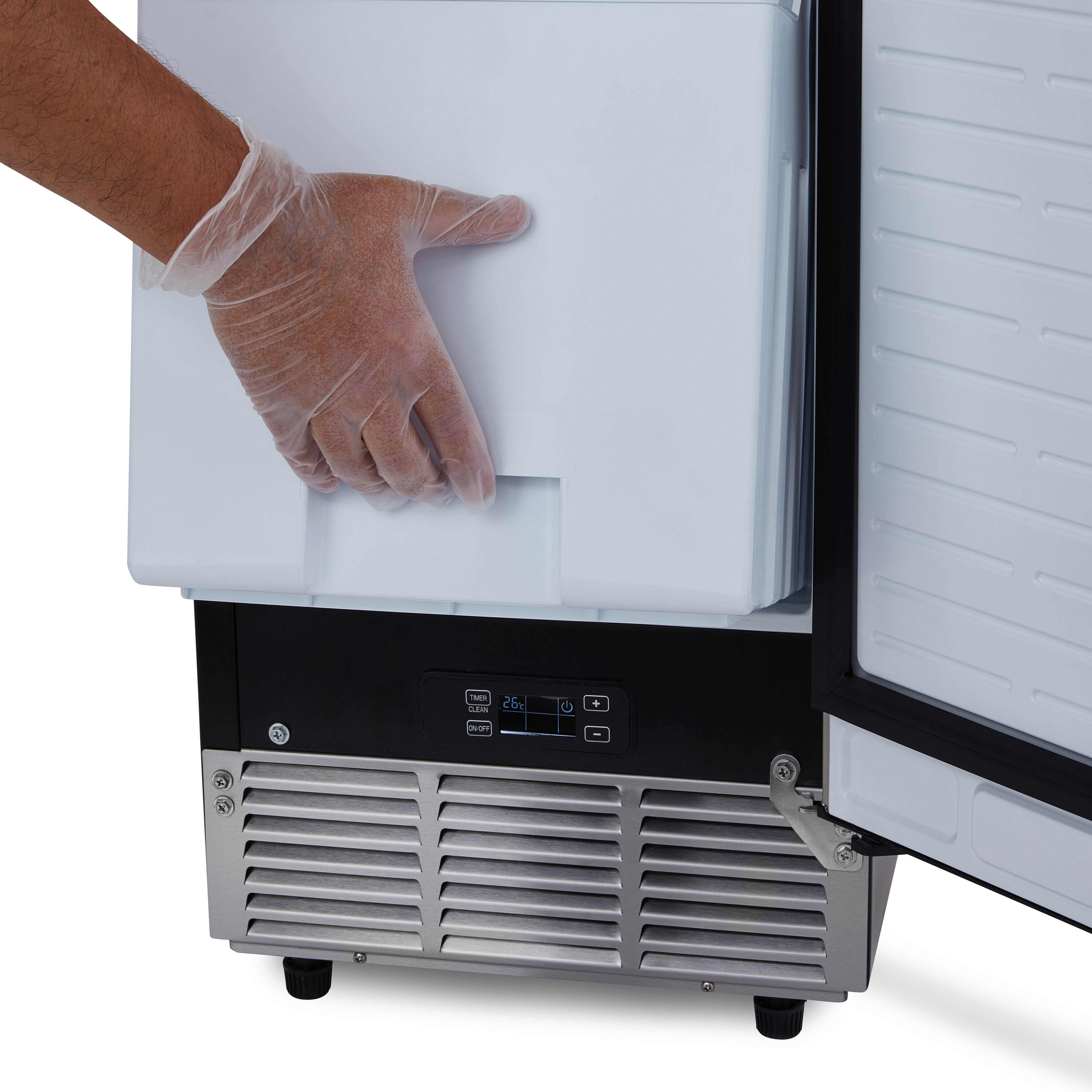 Fabricador de hielo de artesanía independiente o empotrable de acero inoxidable que produce 80 libras de hielo al día NCI080SS00 de NewAir
