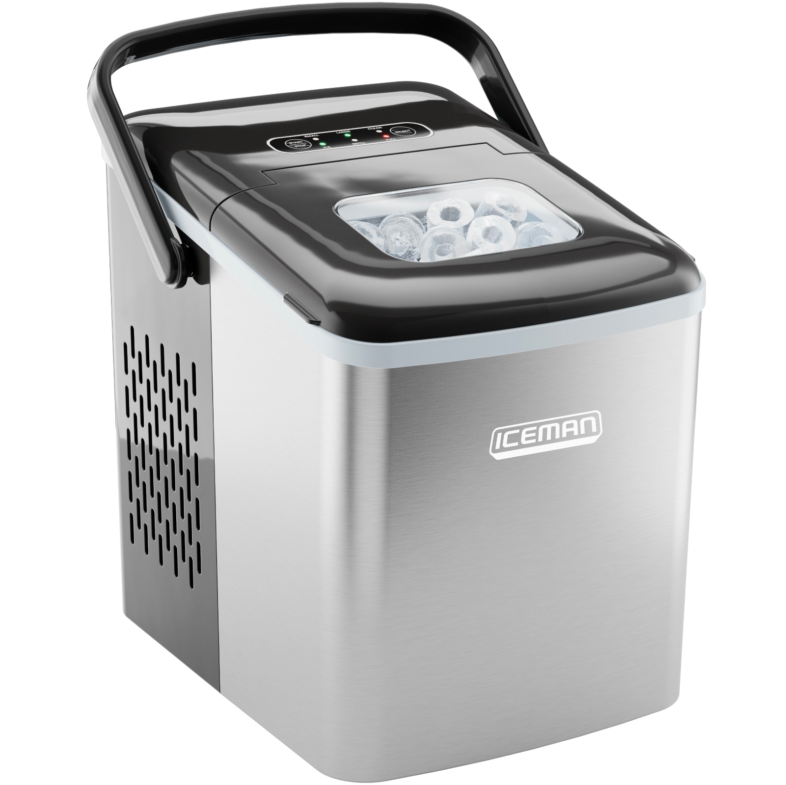 Máquina de hielo portátil Chefman Iceman que produce 26 libras de hielo al día (Acero inoxidable)