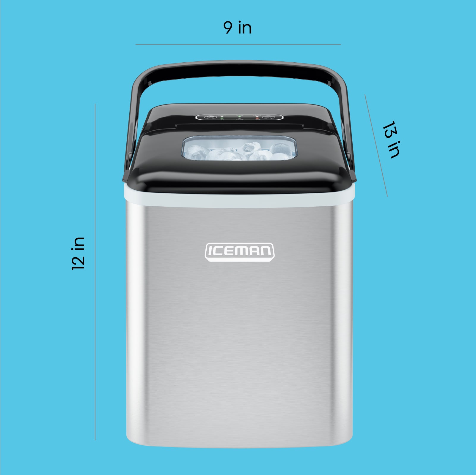 Máquina de hielo portátil Chefman Iceman que produce 26 libras de hielo al día (Acero inoxidable)
