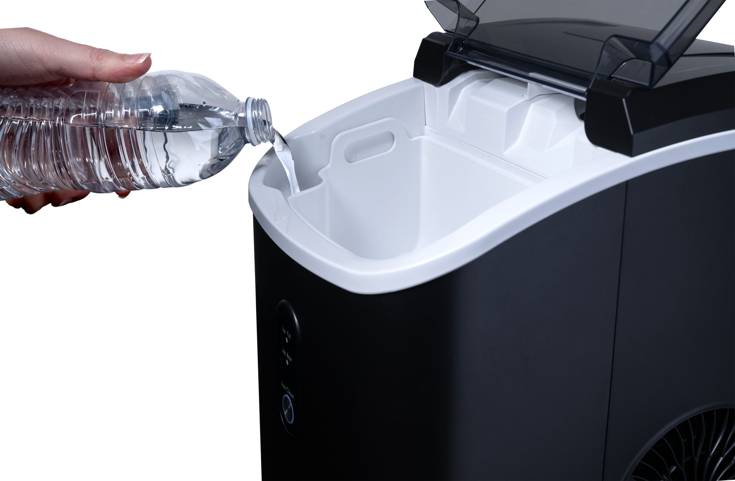 Fabricador de hielo en forma de pepita o guijarro para encimera o portátil que produce 26 libras de hielo al día (Negro) NIM026MBN0