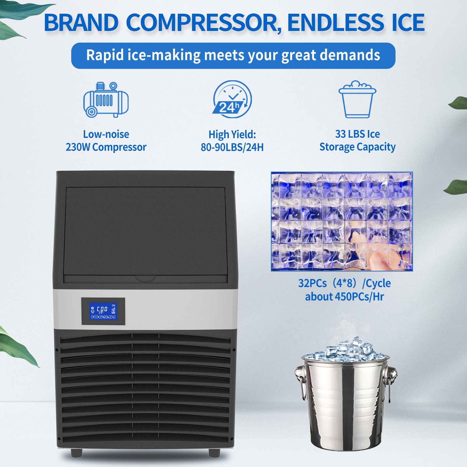 Máquina de hielo independiente que produce cubos de hielo de 150 libras por día (plata) de Jeremy Cass