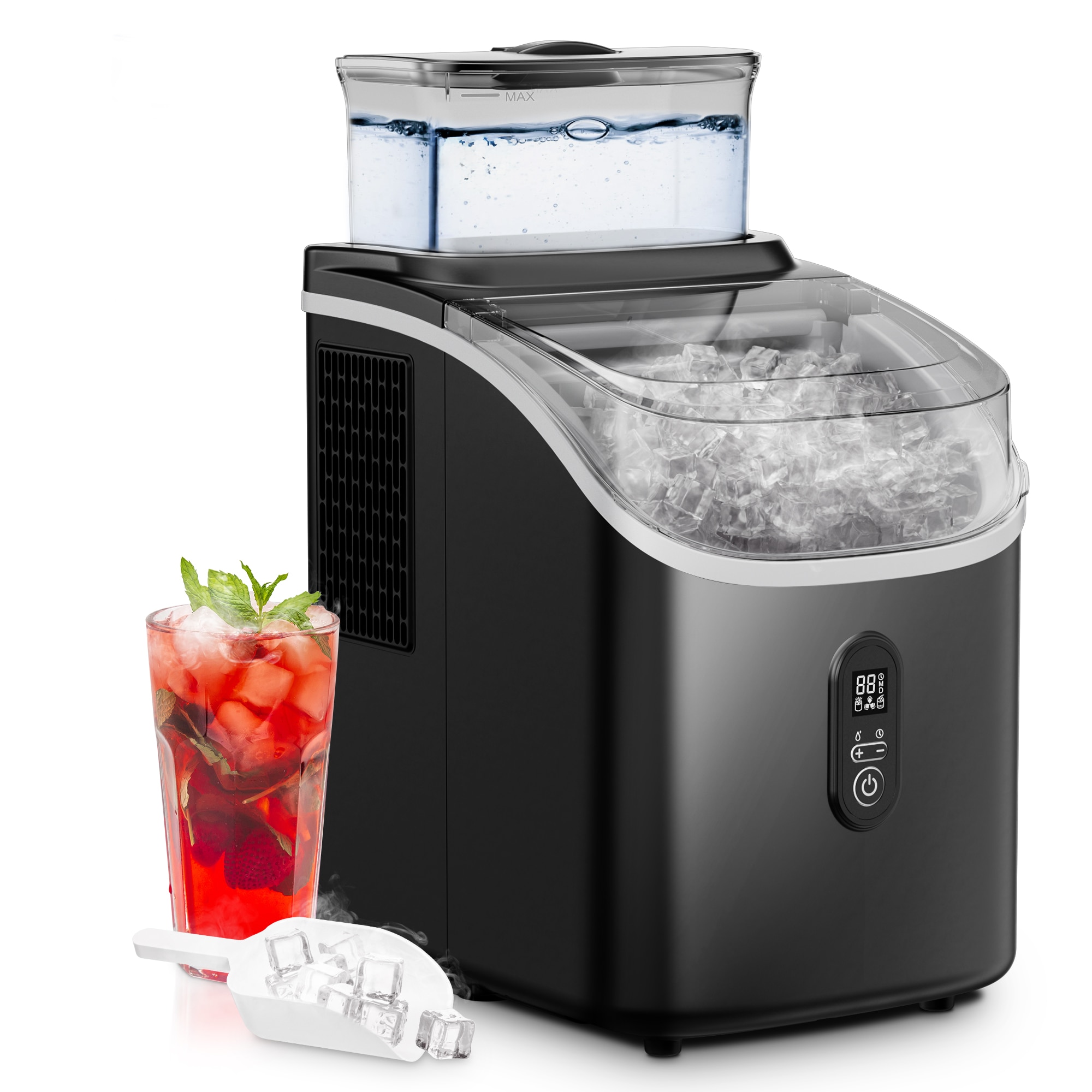 Hacedor de hielo portátil de 30 libras por día para mostrador o portátil (Negro) IM-F