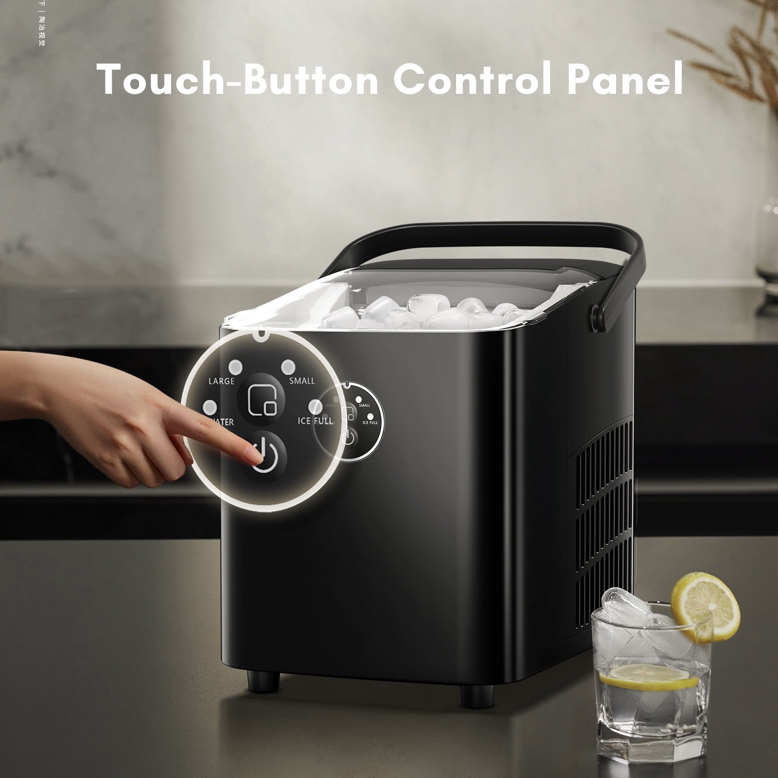 Máquina de hielo tipo bala de mostrador o portátil que produce 26 libras de hielo por día (negro) Z390142