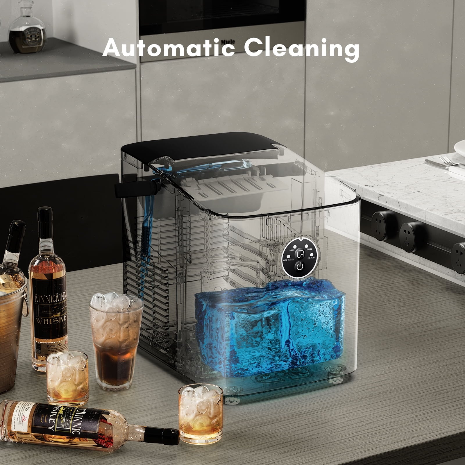Máquina de hielo tipo bala de mostrador o portátil que produce 26 libras de hielo por día (negro) Z390142