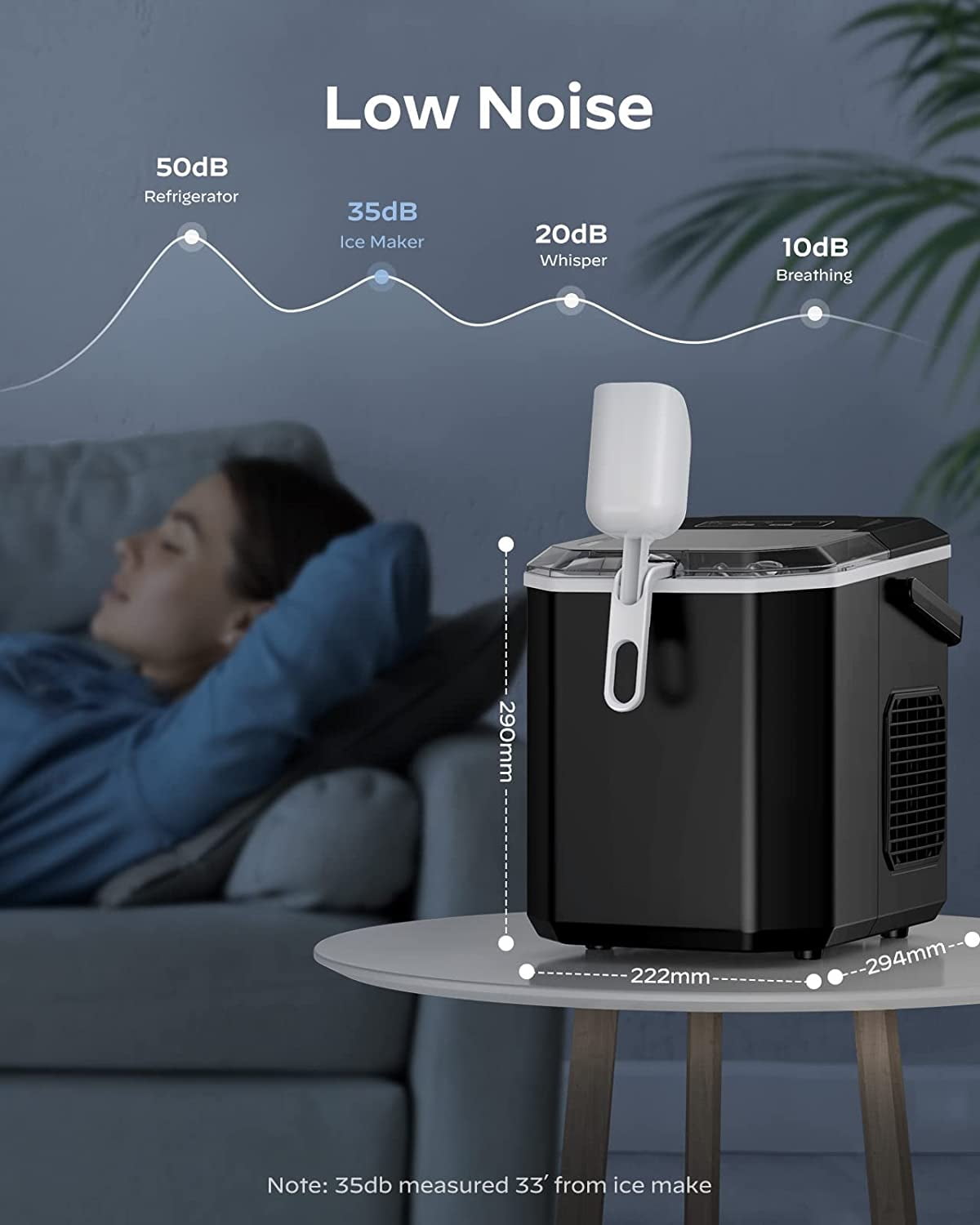 Fabricador de Hielo en forma de Bala para Mostrador o Portátil que Produce 26 Libras de Hielo al Día (Negro) Z5822G-NEGRO