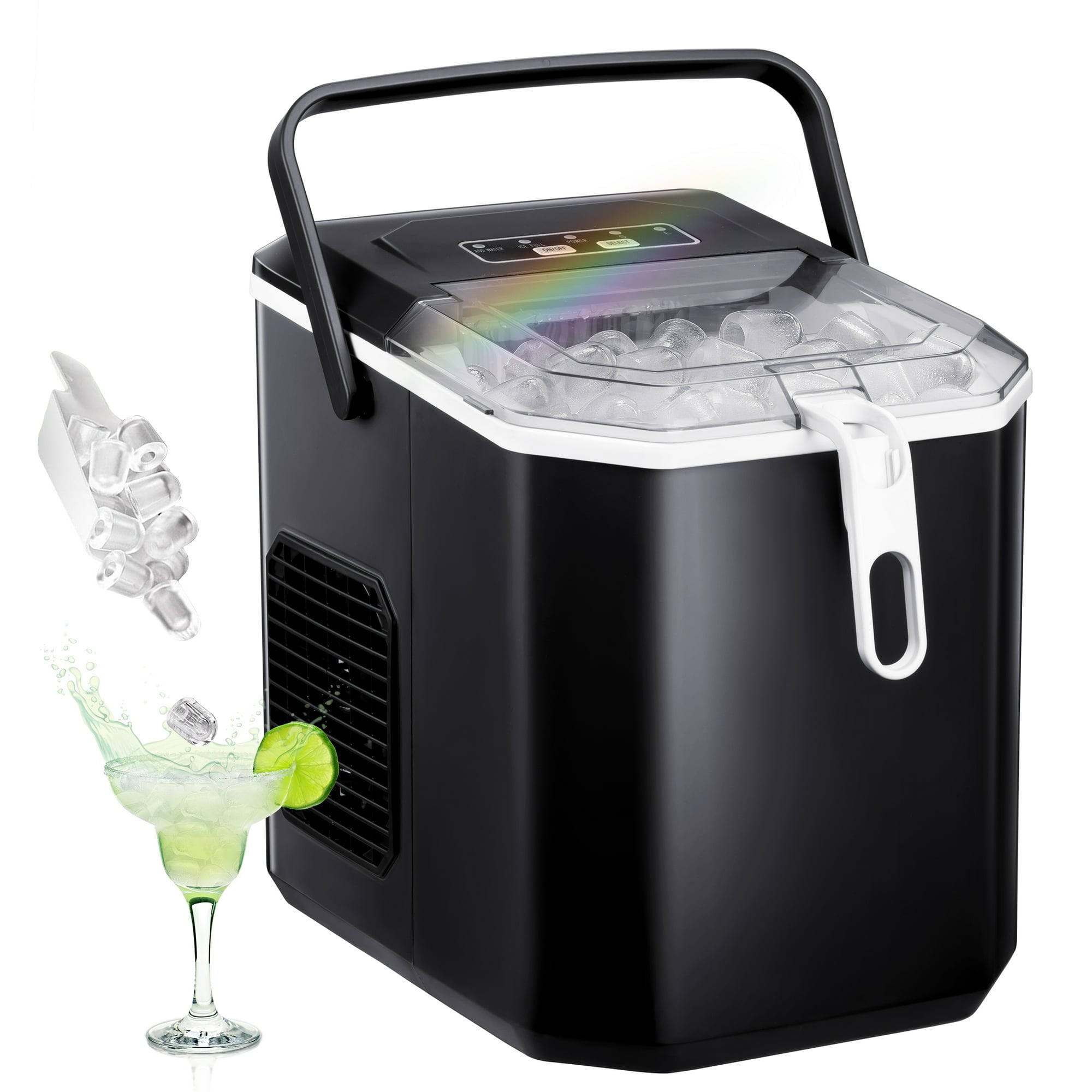 Fabricador de Hielo en forma de Bala para Mostrador o Portátil que Produce 26 Libras de Hielo al Día (Negro) Z5822G-NEGRO