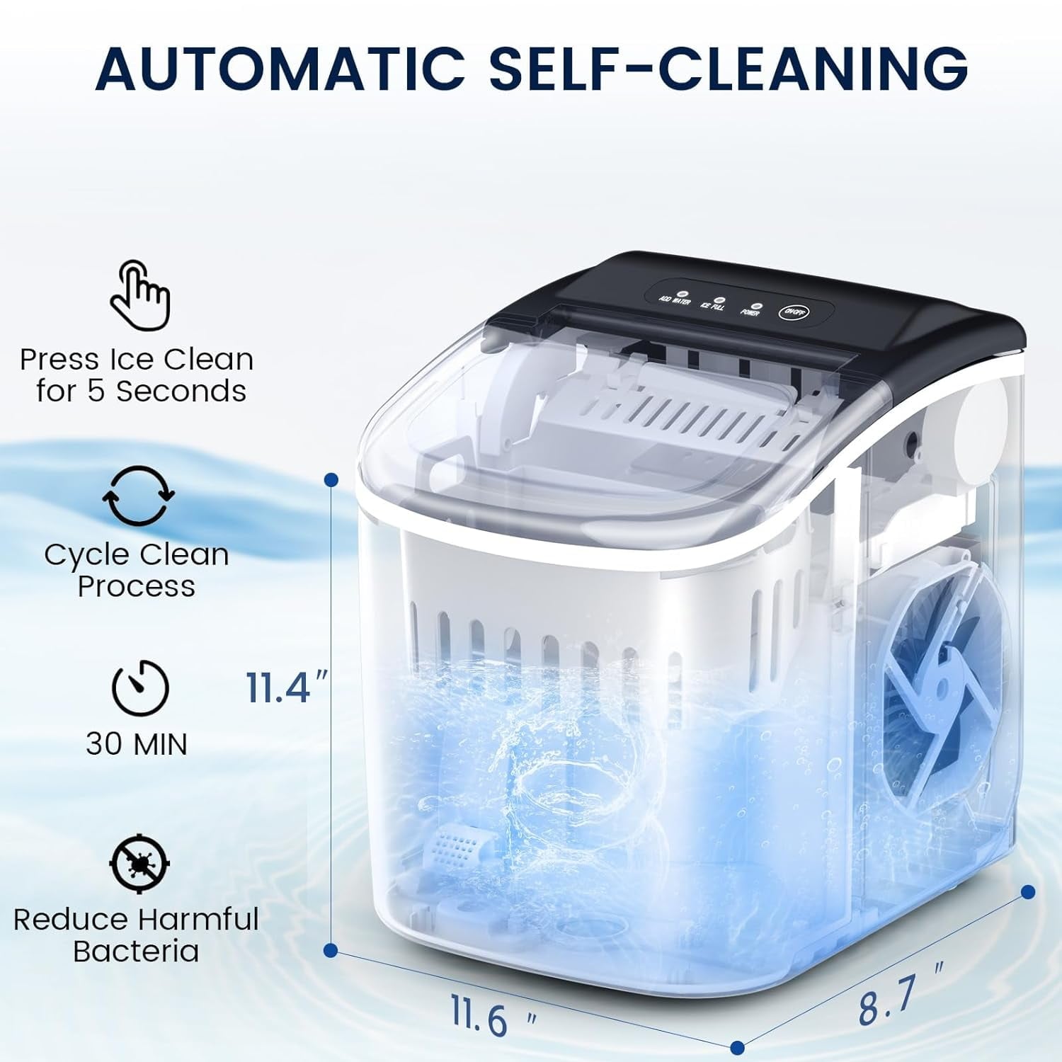Máquina de hacer hielo tipo bala de mostrador portátil COWSAR de acero inoxidable que produce 26 libras de hielo al día (Negro) Z5812H-NEGRO.
