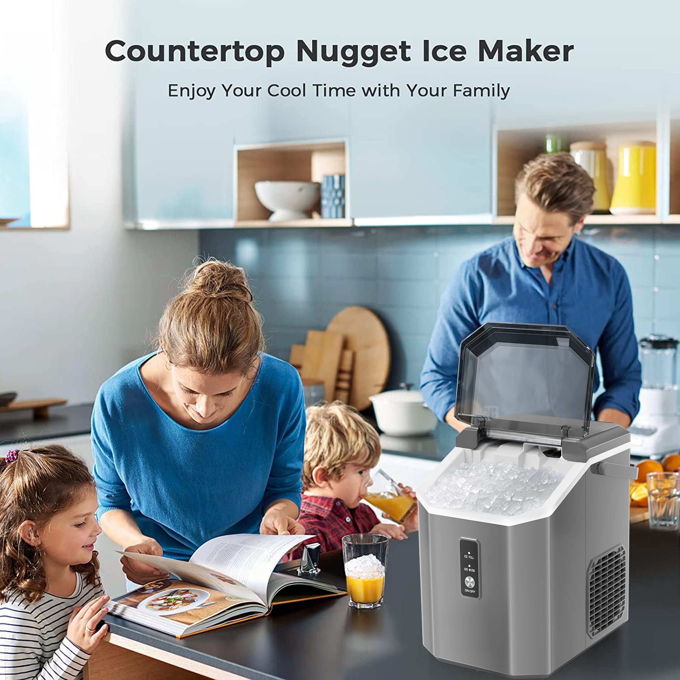 Fabricador de hielo de Nubecitas/Piedritas para Hielo de 33 libras por día de COWSAR (Gris) - Para Encimera o Portátil Z580033