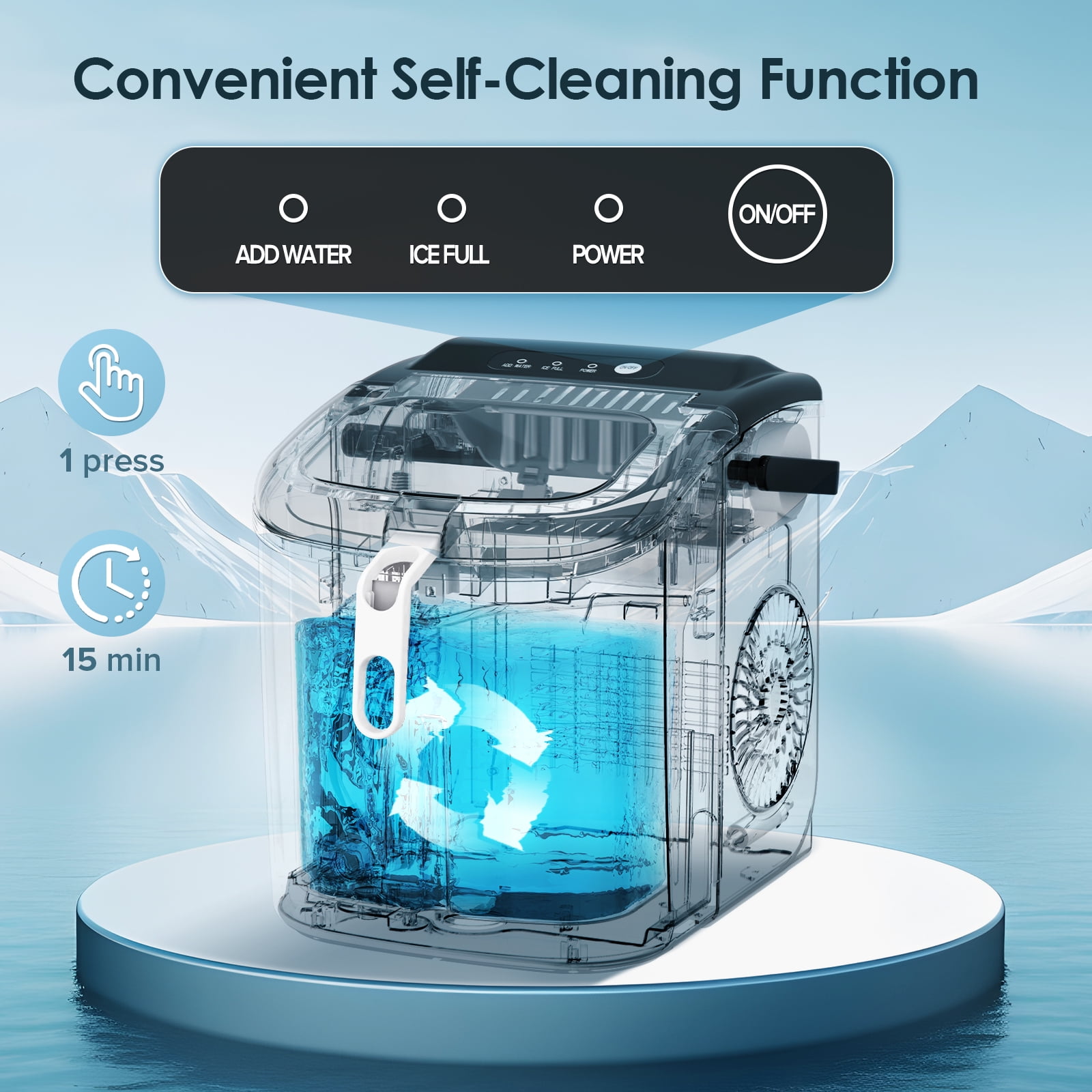 Fabricador de hielo tipo bala de mostrador o portátil que produce 26 libras de hielo al día (Negro) Z5822H-NEGRO