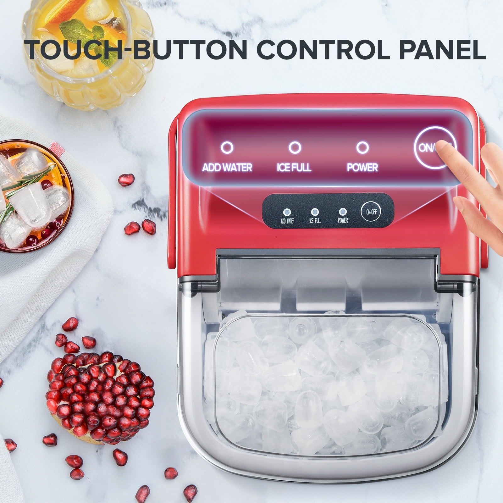 Fabricador de hielo en forma de bala de mostrador o portátil que produce 26 libras de hielo por día (Rojo) Z5812H-ROJO