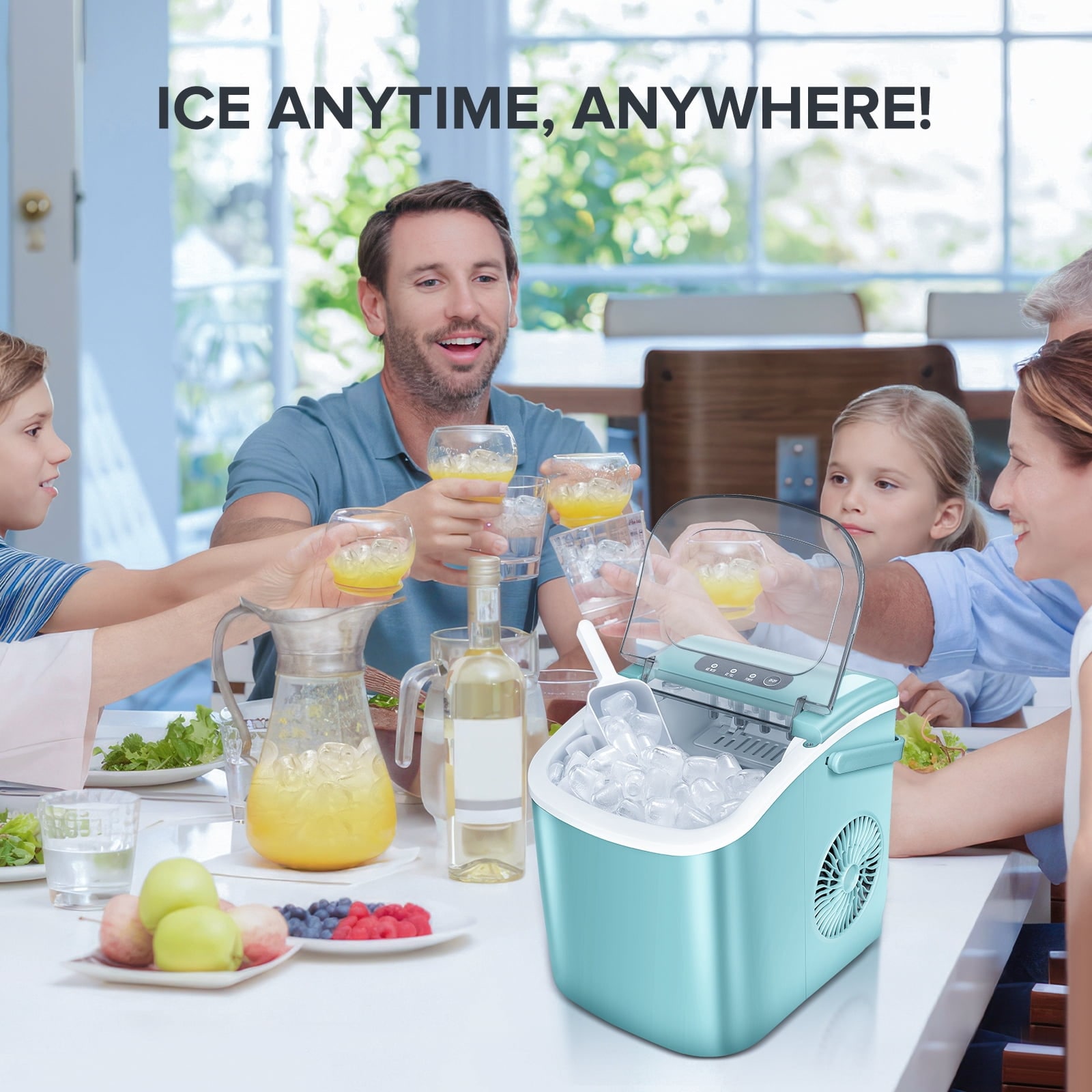 Fabricador de hielo de balas para encimera o portátil que produce 26 libras de hielo al día (Verde)