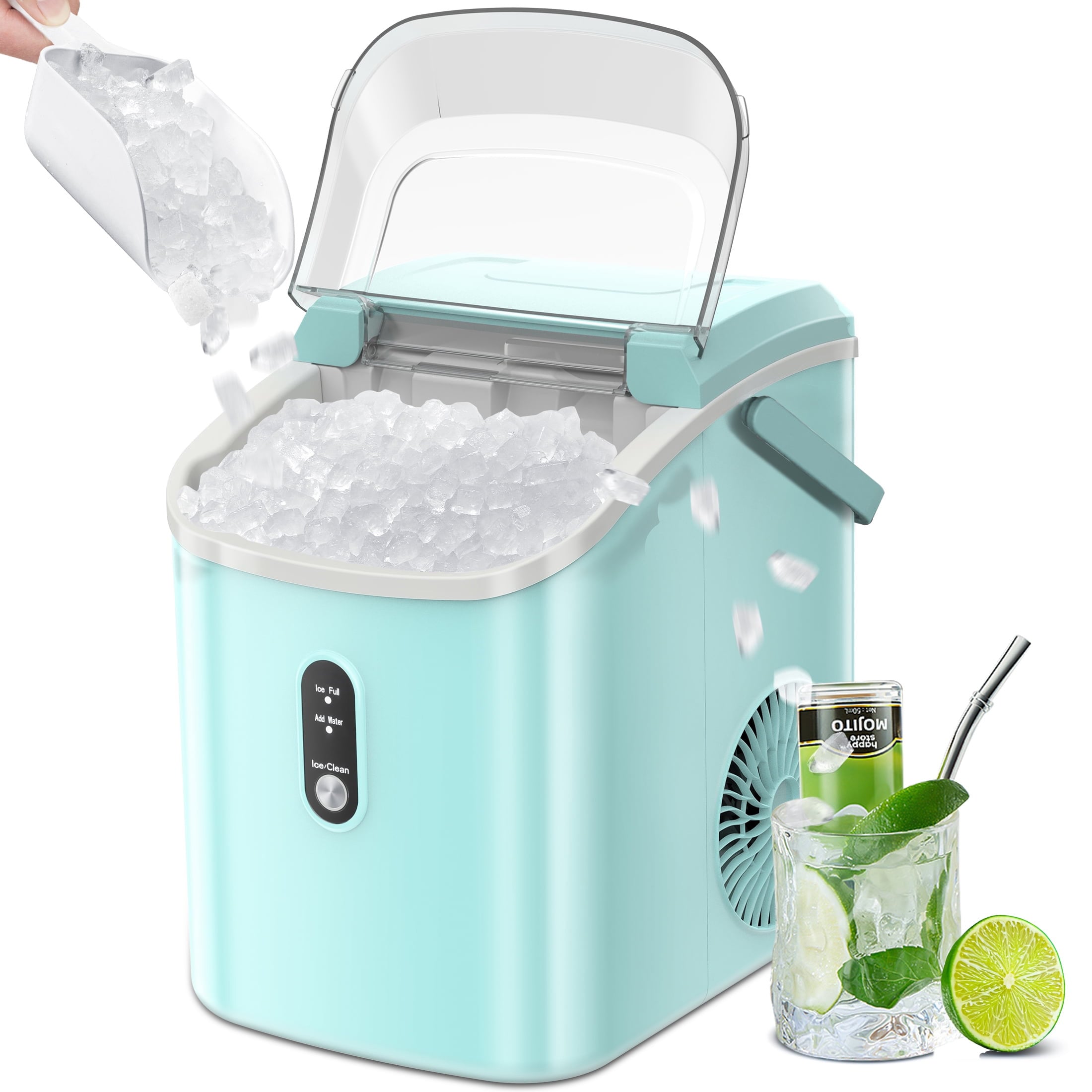 Fabricador de Hielo de Trocitos/Piedritas de 34 libras por día para Mesa o Portátil (Verde) Z580025